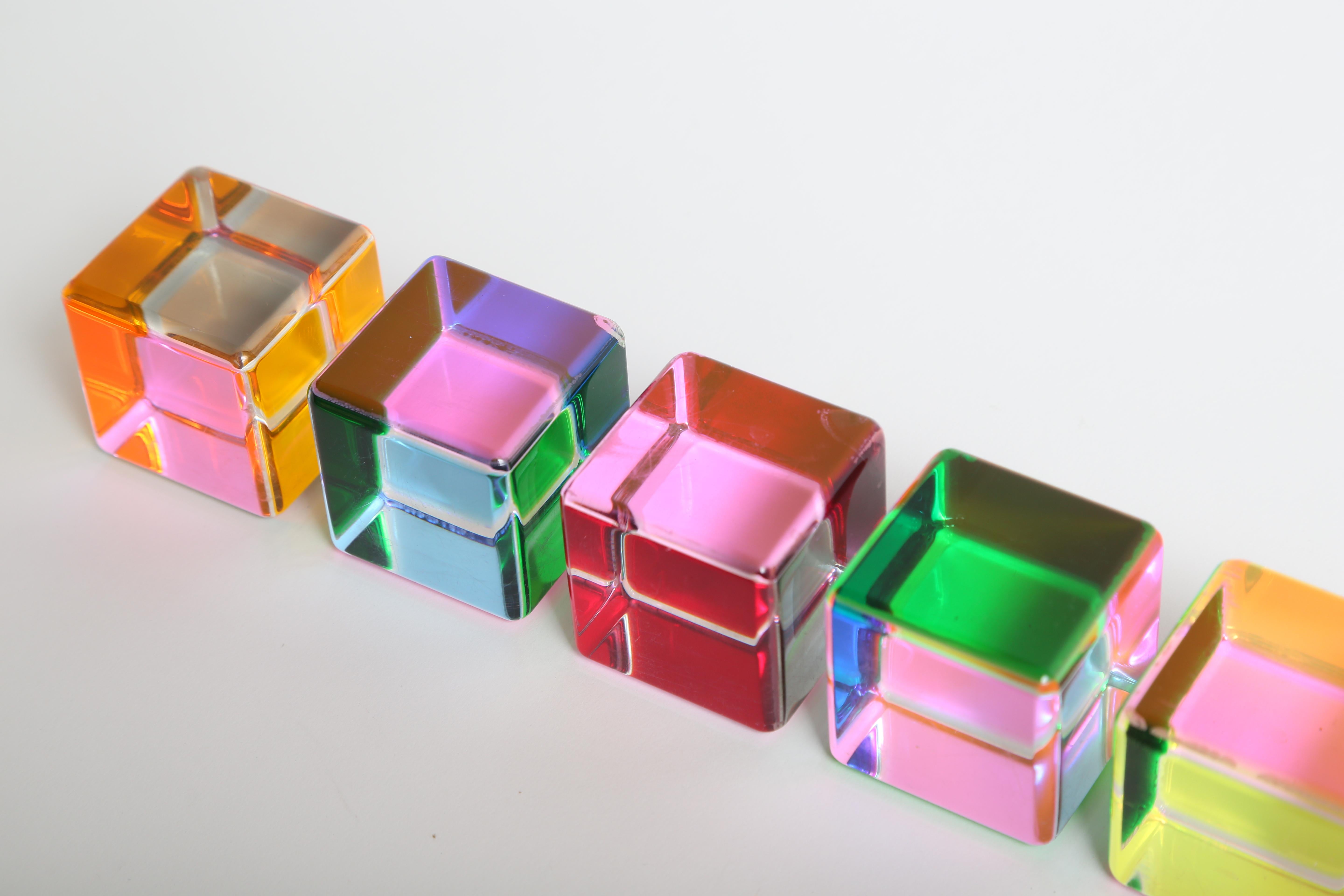 Set of 9 Lucite Cubes by Vasa Velizar Mihich In Good Condition In West Palm Beach, FL