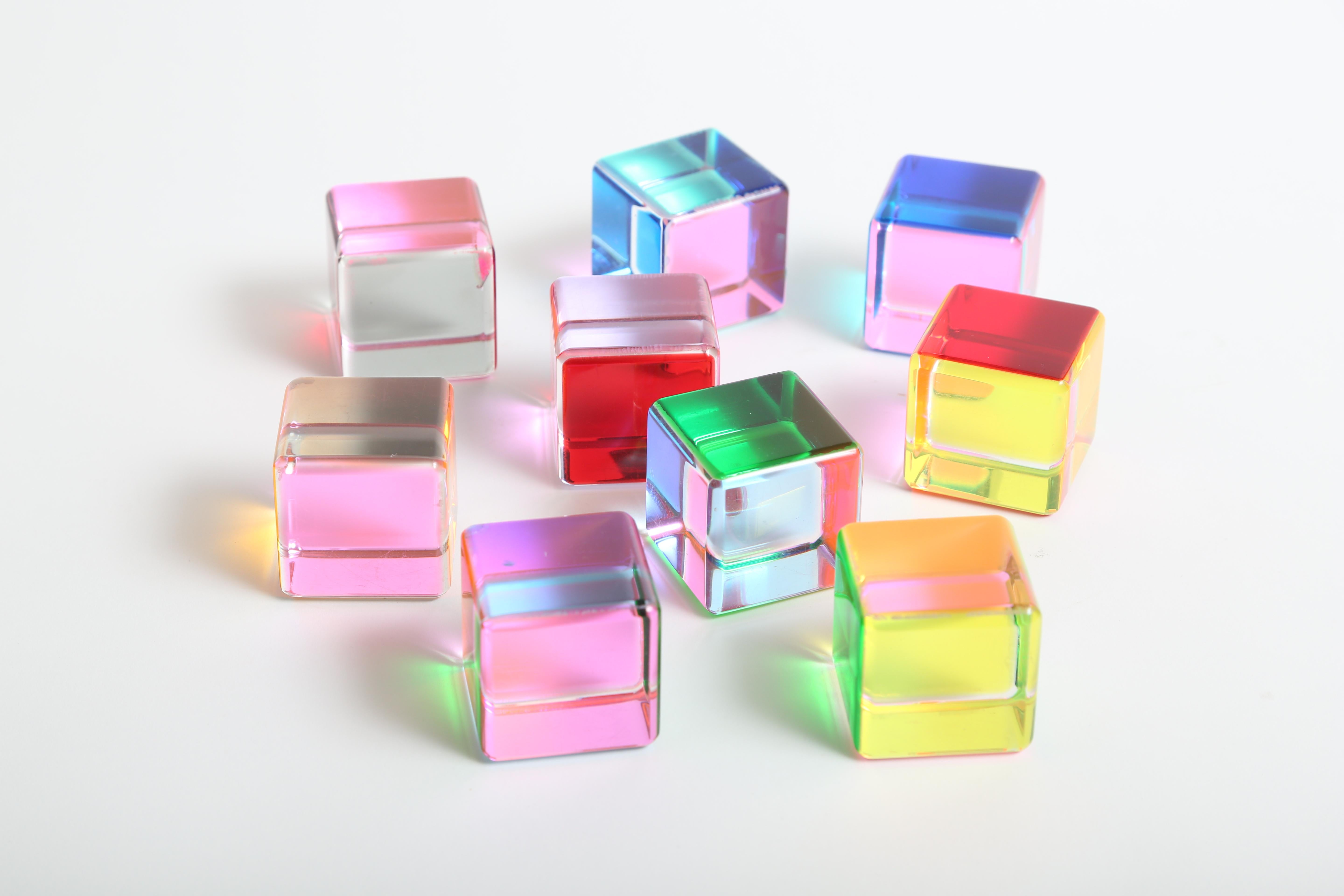 Set of 9 Lucite Cubes by Vasa Velizar Mihich 1