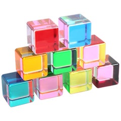 Set of 9 Lucite Cubes by Vasa Velizar Mihich