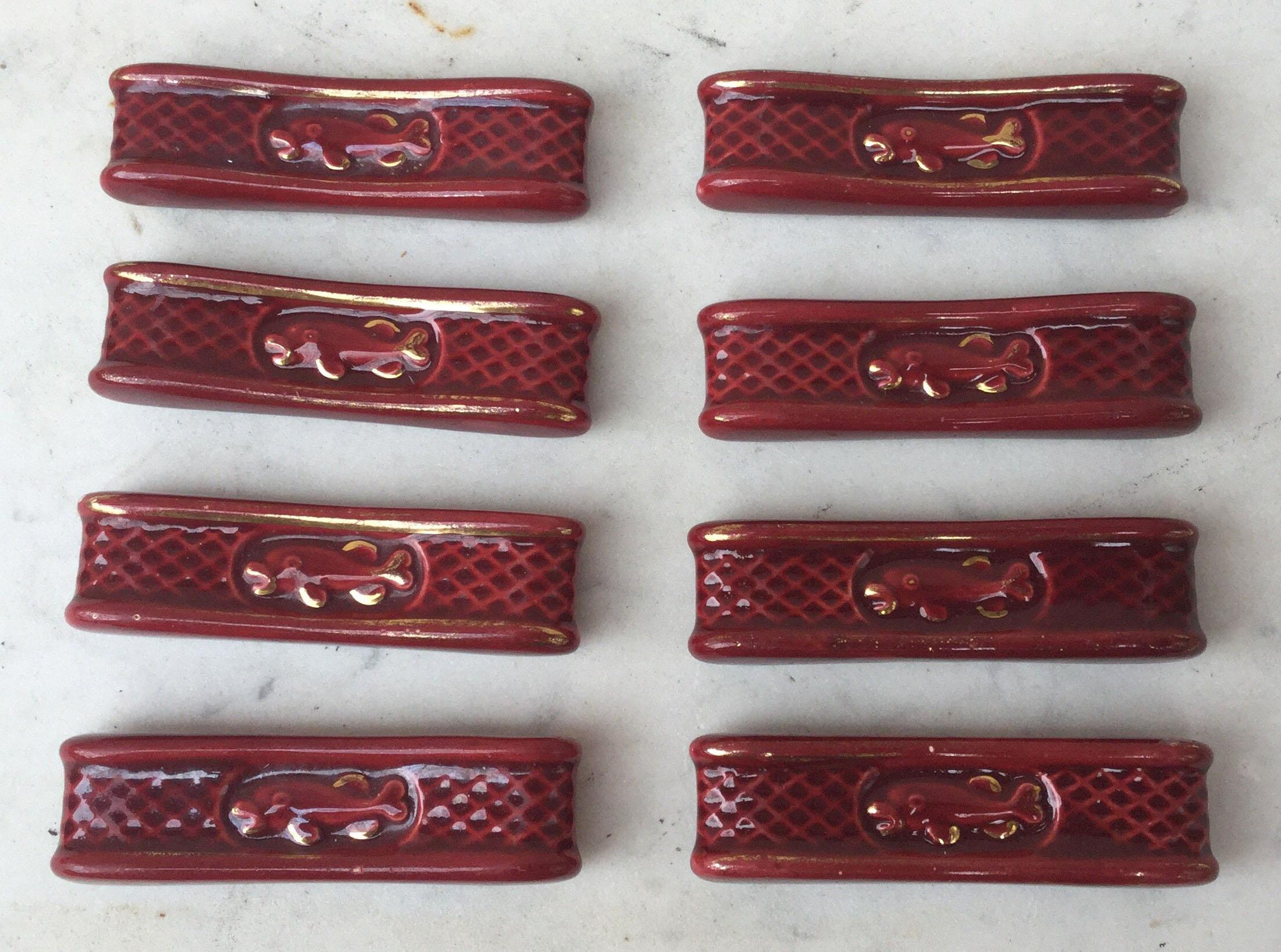 Mid-20th Century Set of 9 Majolica Horses Knife Rests, circa 1950 For Sale