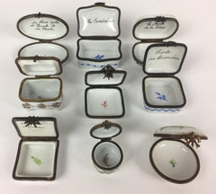 Set of 9 Masonic 19th Century Decorative Boxes by Limoges Porcelain, France