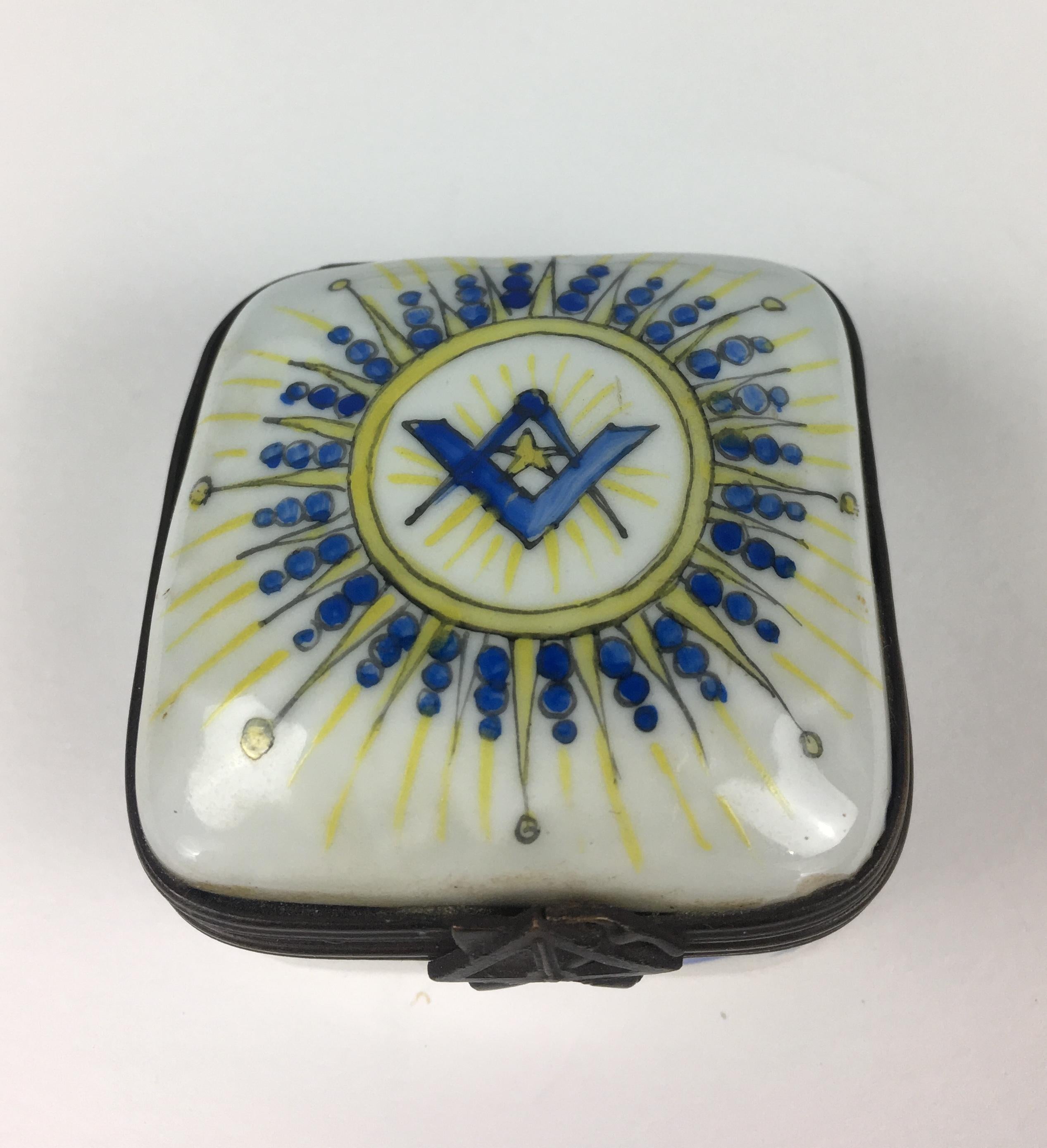 French Set of 9 Masonic 19th Century Decorative Boxes by Limoges Porcelain, France