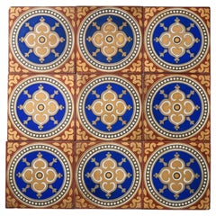 Set of 9 Maw & Co Antique Patterned Encaustic Tiles