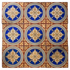 Ensemble de 9 carreaux encaustiques à motifs de Maw & Co