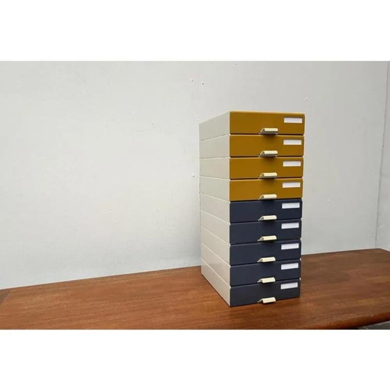 Mid-Century Modern Set of 9 Mid-Century German Space Age Modular Paper Office Tray Container, 1960s For Sale