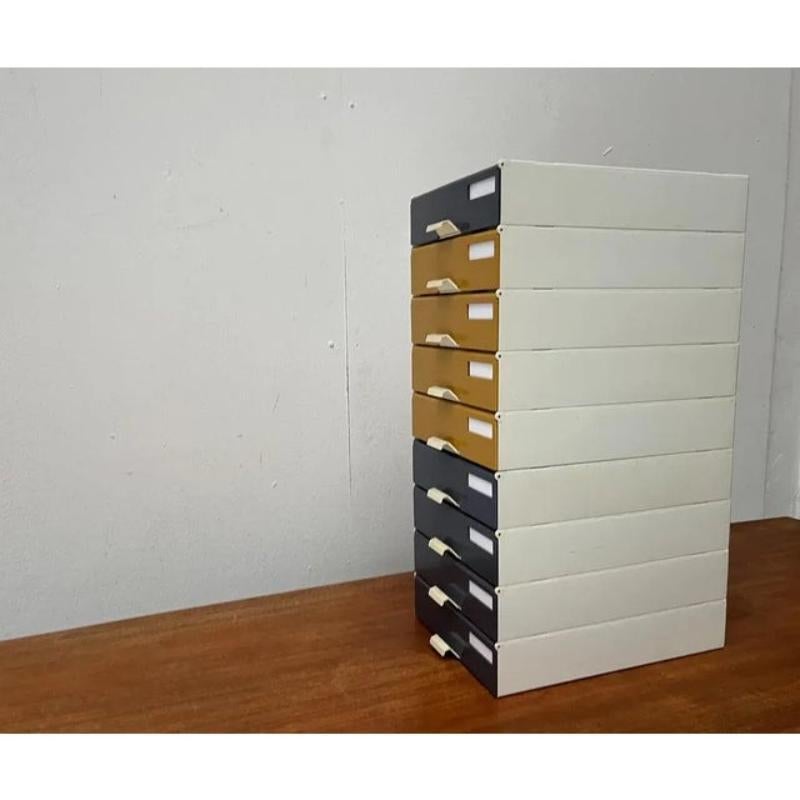 Plastic Set of 9 Mid-Century German Space Age Modular Paper Office Tray Container, 1960s For Sale
