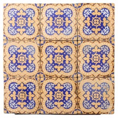 Antique Set of 9 Minton & Co Encaustic Floor Tiles