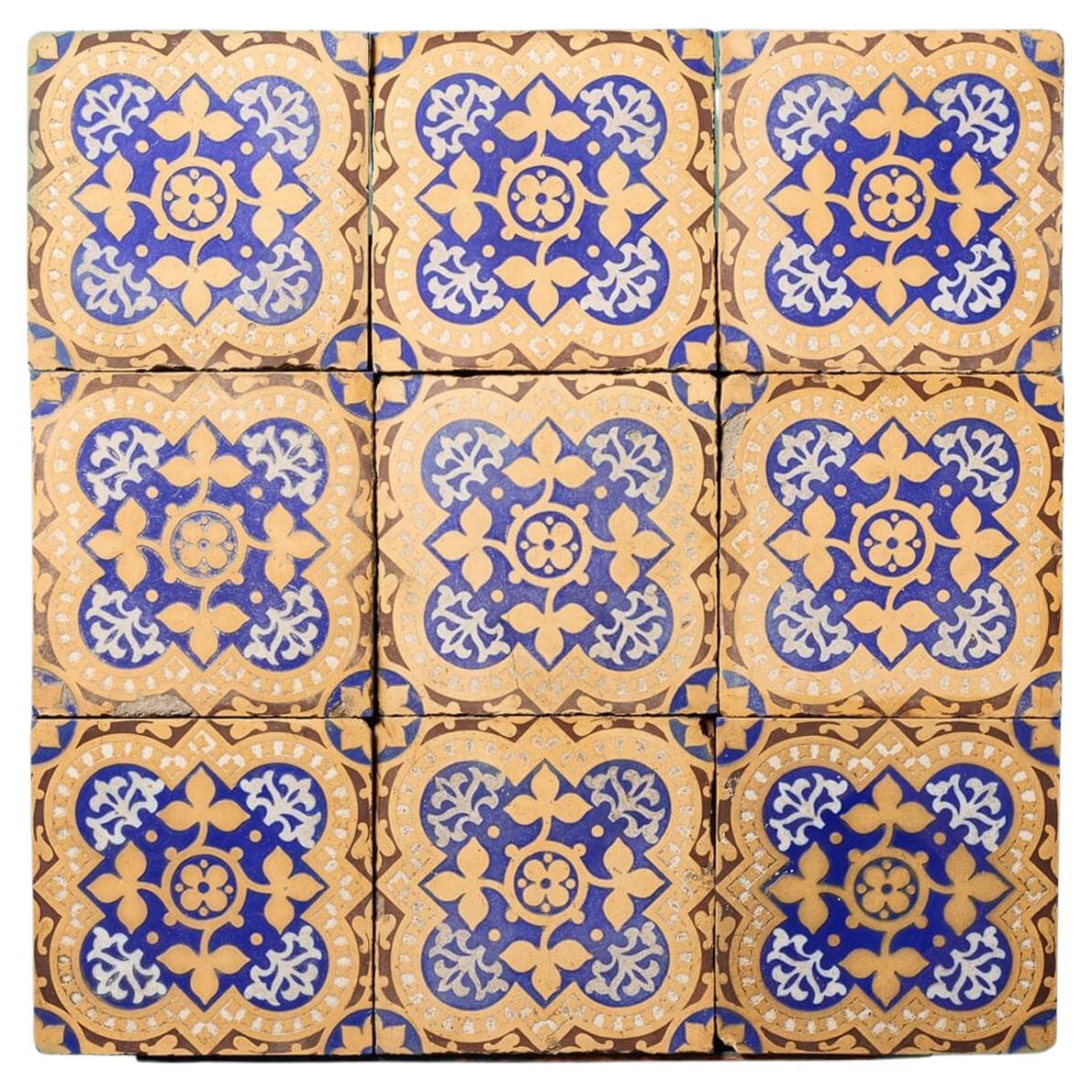 Set of 9 Minton & Co Encaustic Floor Tiles