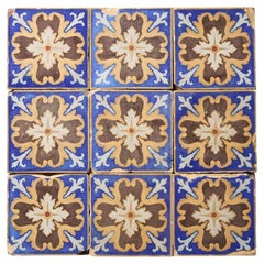 Set di 9 piastrelle Minton & Co Encaustic Floral Antique