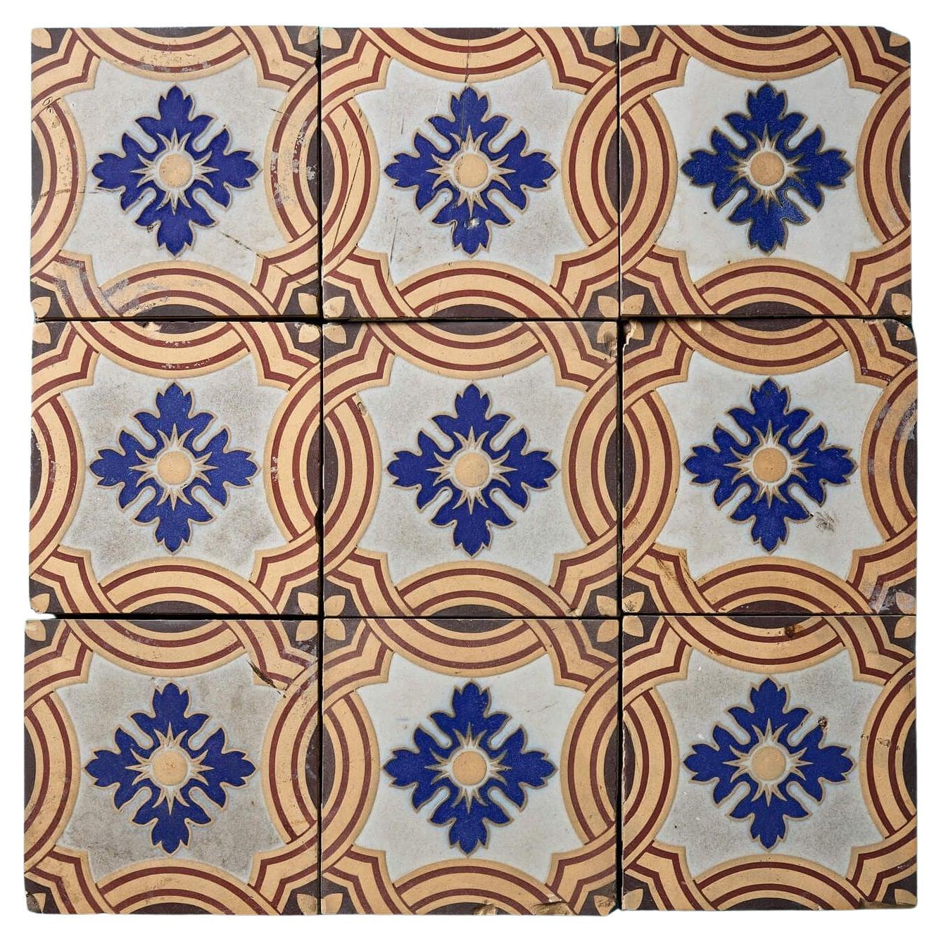 Ensemble de 9 Minton & Co. Carreaux à motifs encaustiques