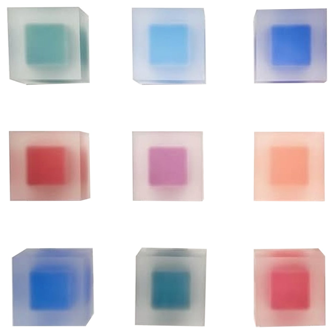 Set Of 9 Object Wall Installation in Colored Resin by Saerom Yoon