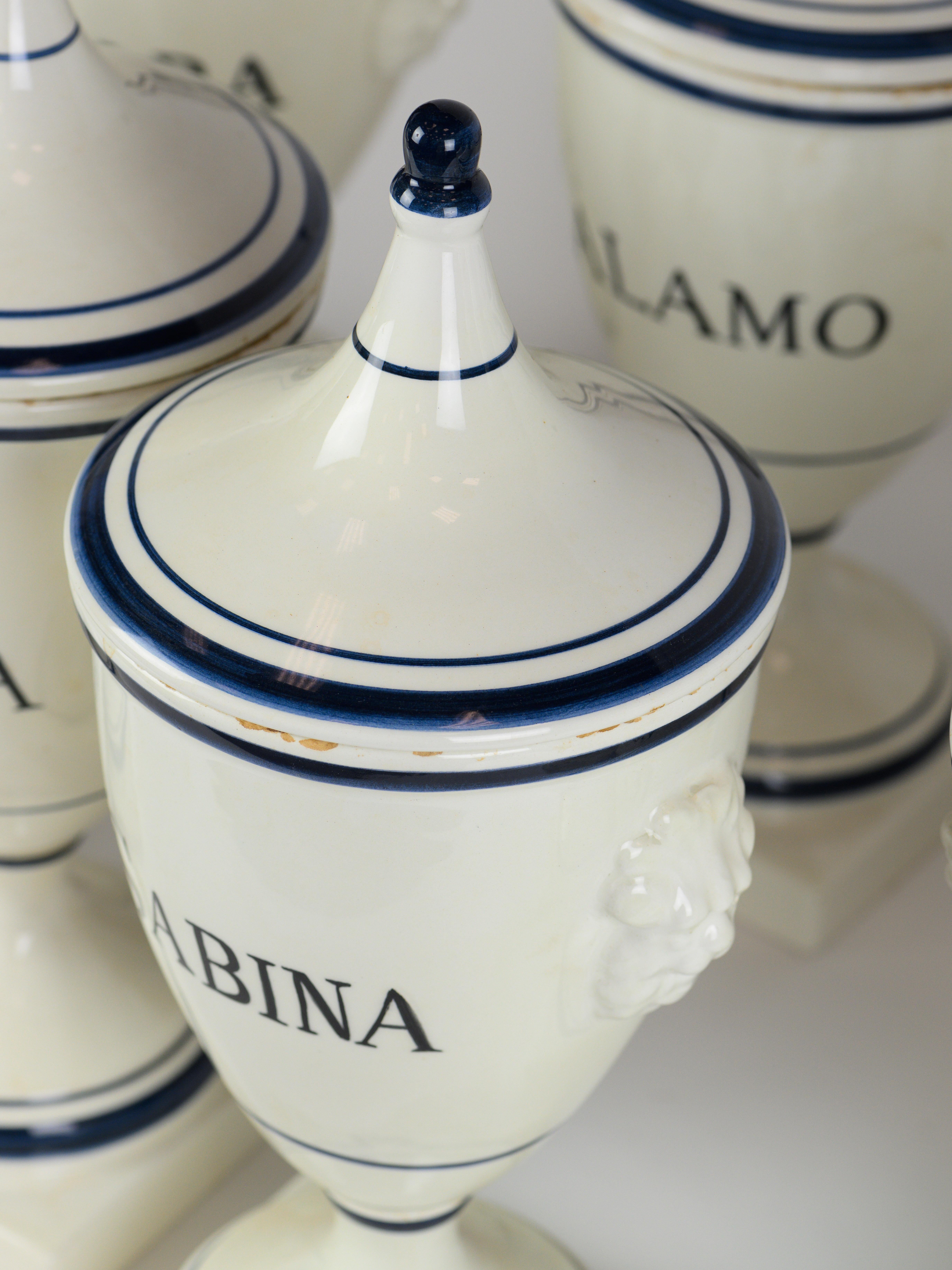Ceramic Set of 9 old pharmacy pots  For Sale