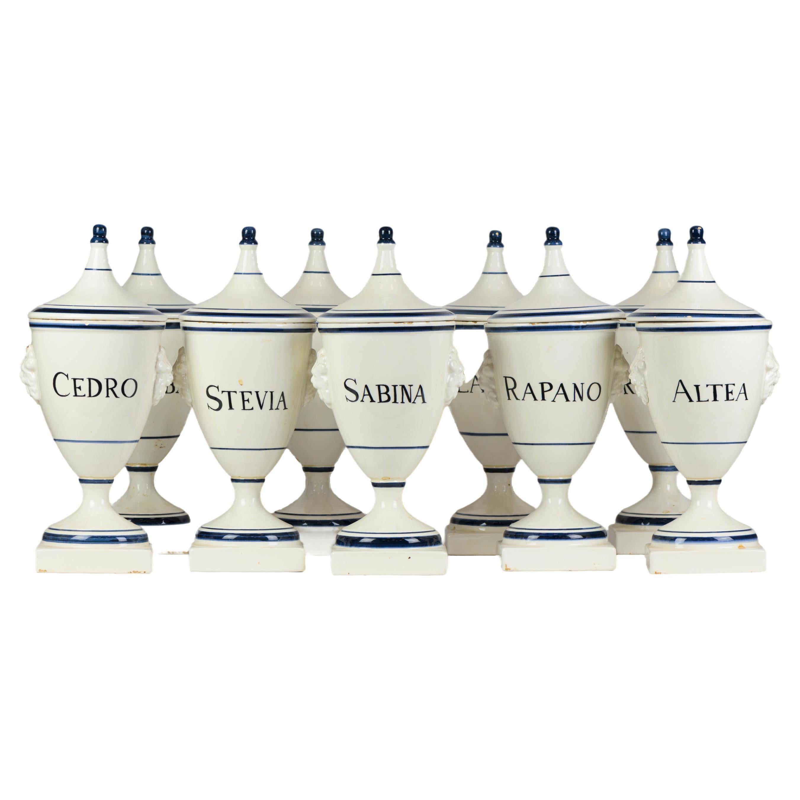 Set of 9 old pharmacy pots  For Sale