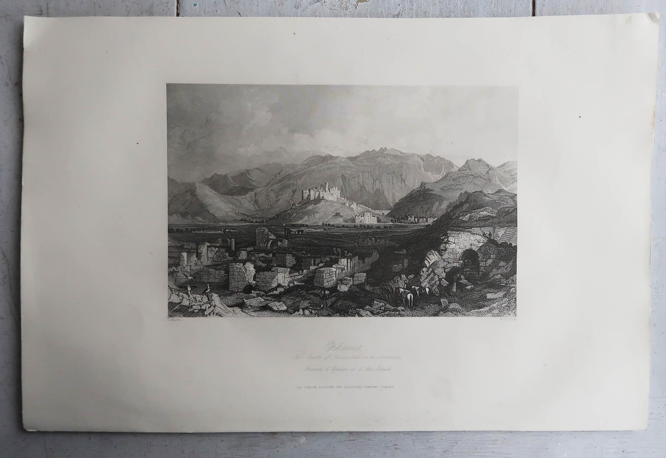 Wonderful set of 9 prints of the Middle East

Steel engravings after Thomas Allom

Published by The London Printing And Publishing Co.

Unframed.

The measurement below is the paper size.






