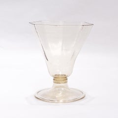 Set of 9 Pauly & Co. Light Amber Venetian or Murano Glass Wine Goblets or Cups
