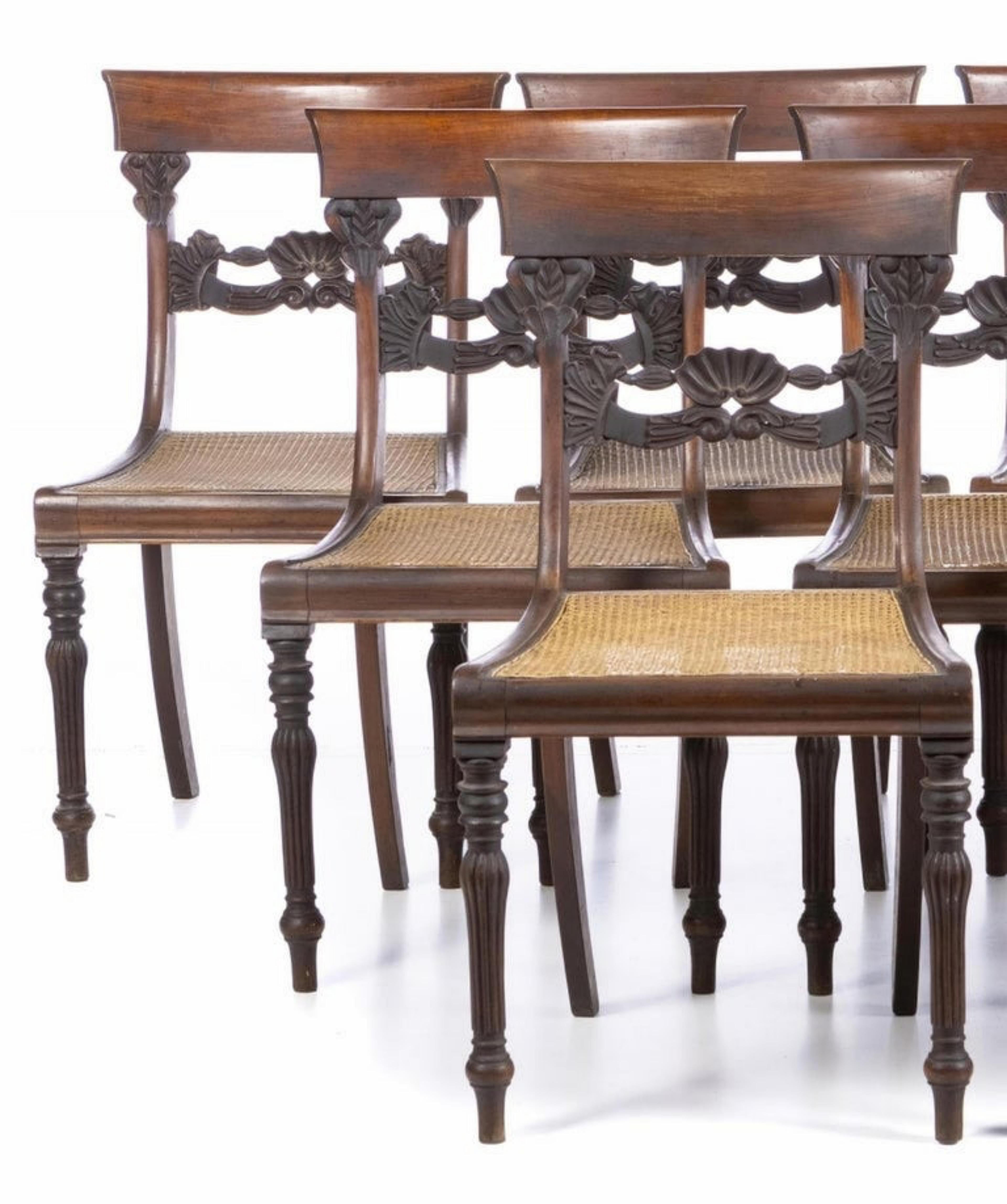 Baroque Set of 9 Portuguese Chairs, 19th Century For Sale