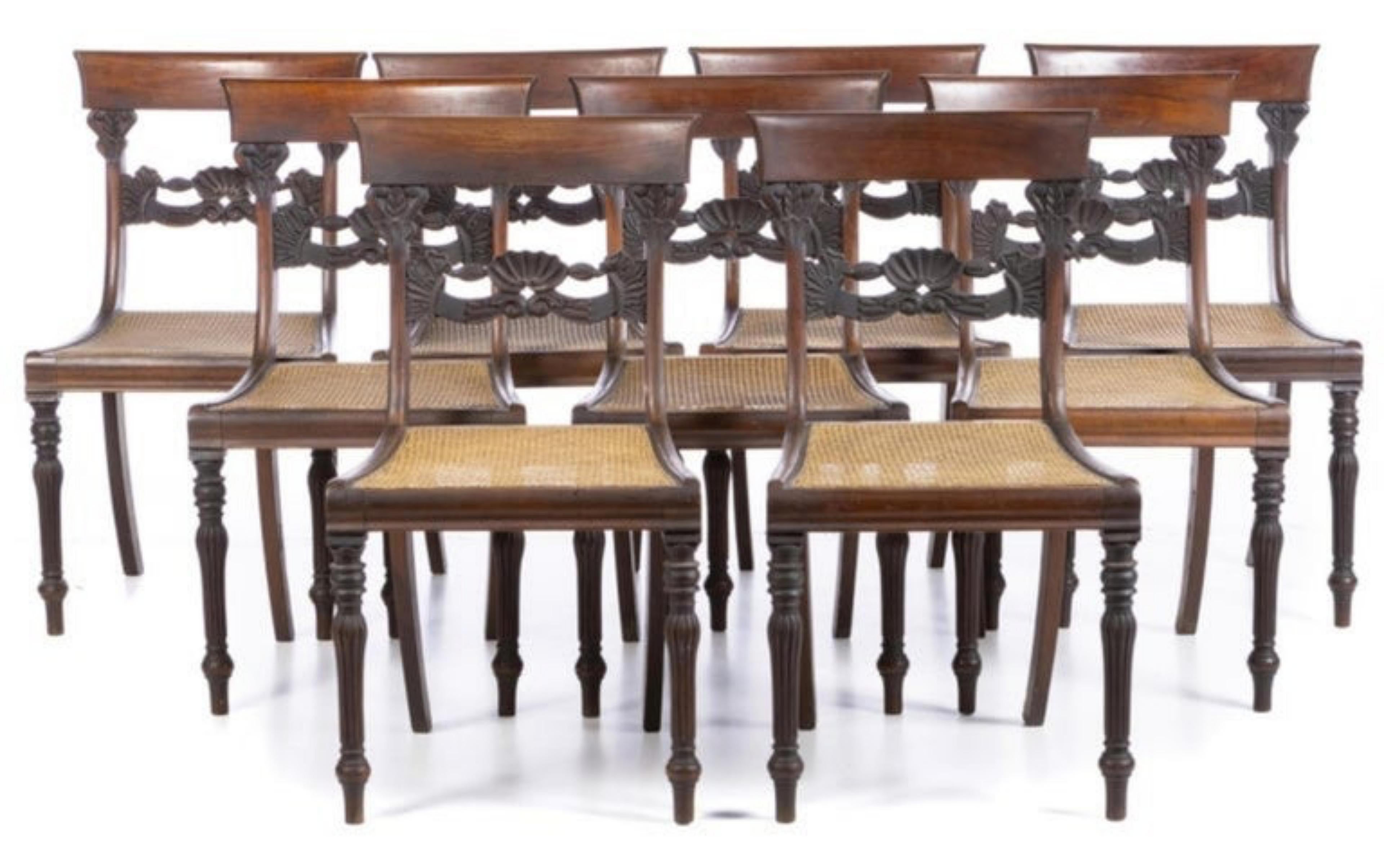 Hand-Crafted Set of 9 Portuguese Chairs, 19th Century For Sale