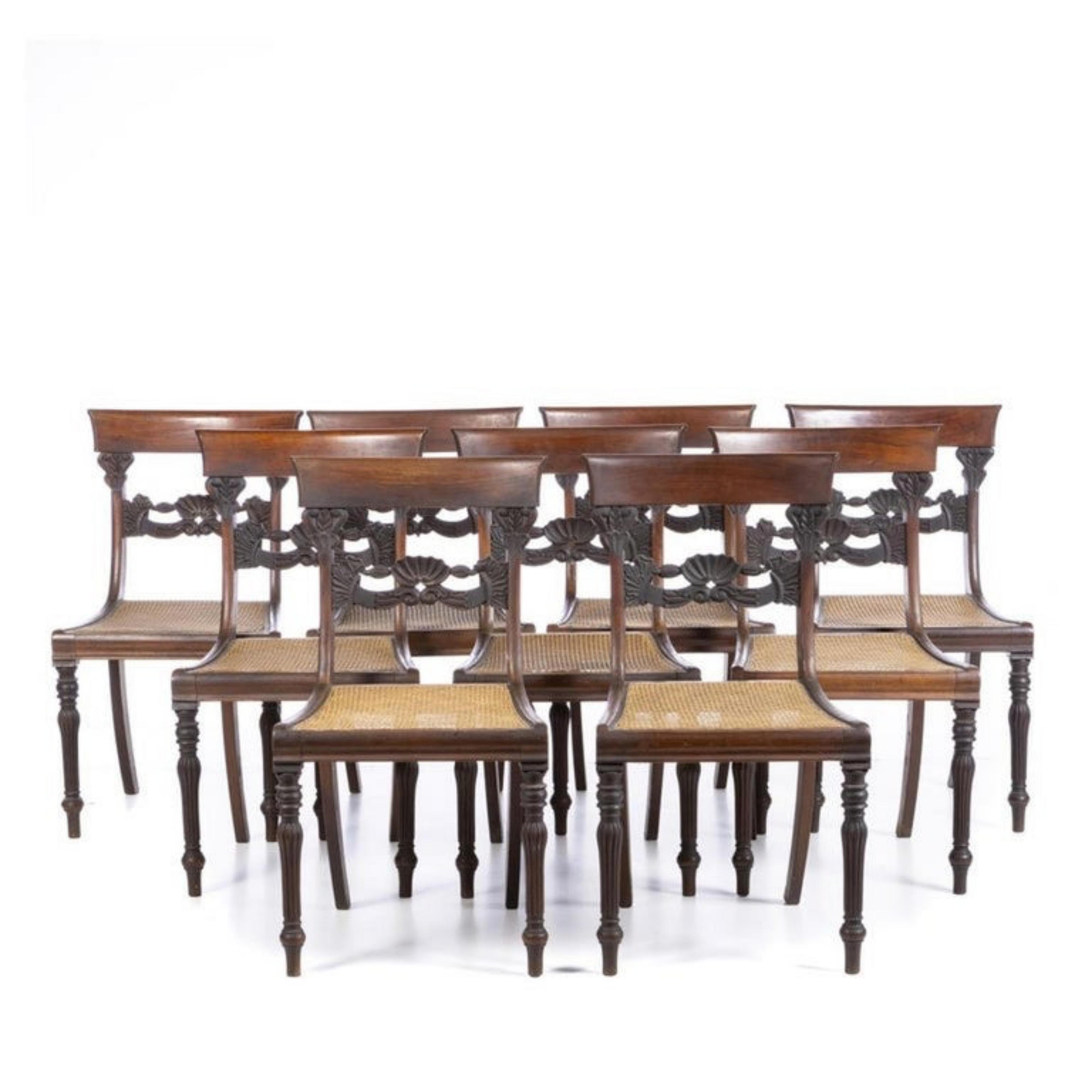 Set of 9 Portuguese Chairs, 19th Century In Good Condition For Sale In Madrid, ES