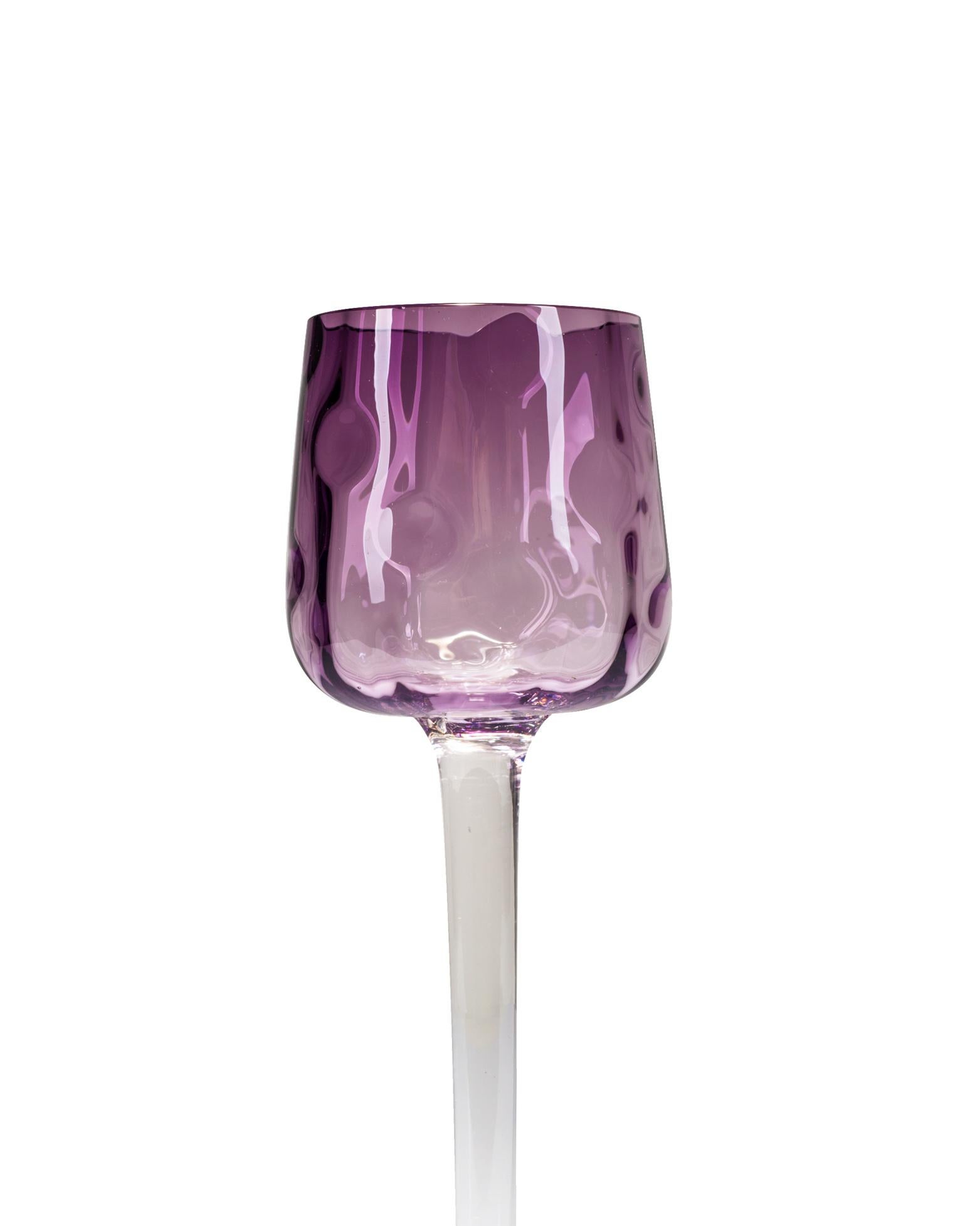 Austrian Set of 9 Purple Stem Glasses Koloman Moser Meyr's Neffe circa 1899 Jugendstil For Sale