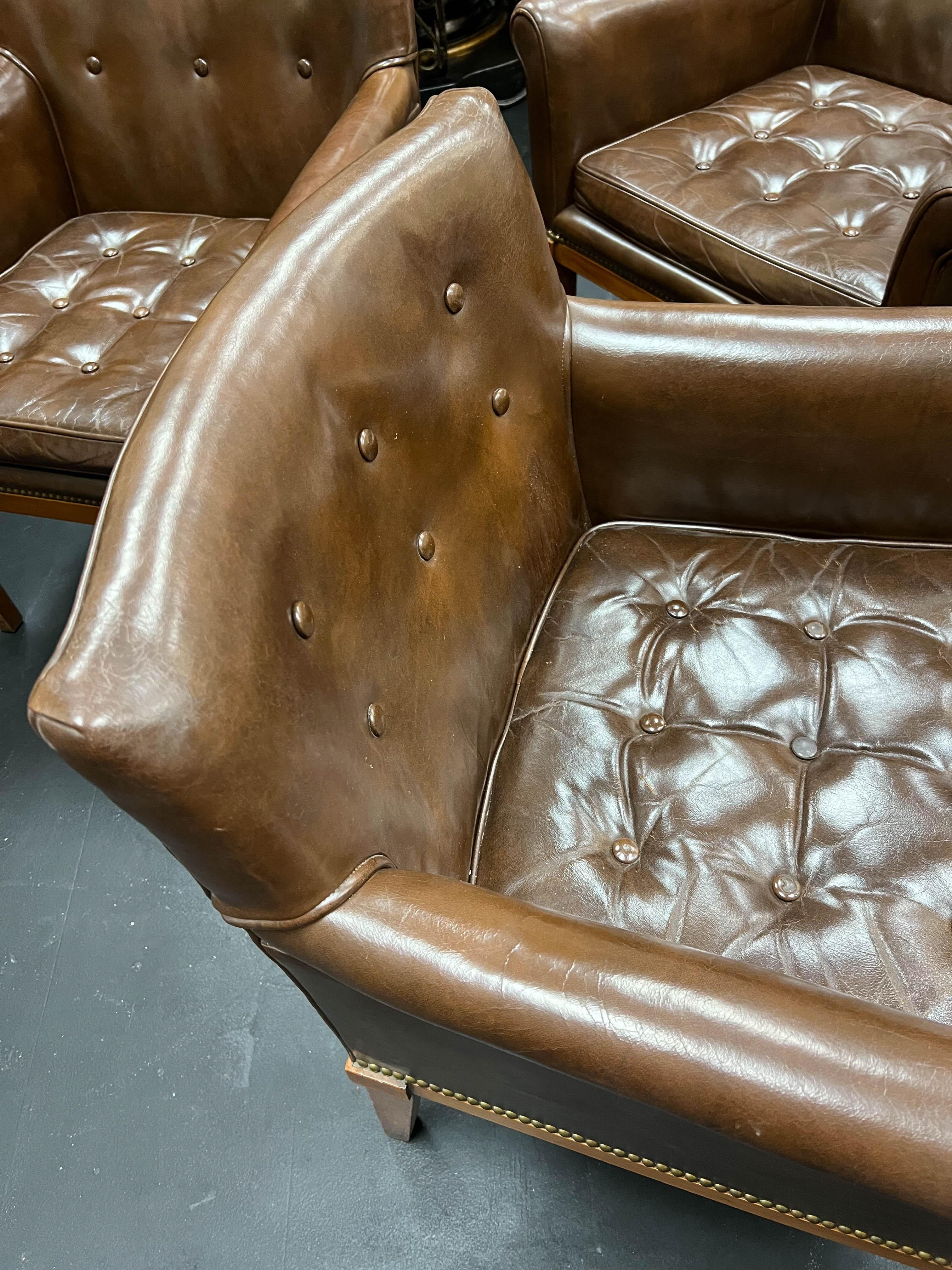Set of 9 Ralph Morse Leather Armchairs 3