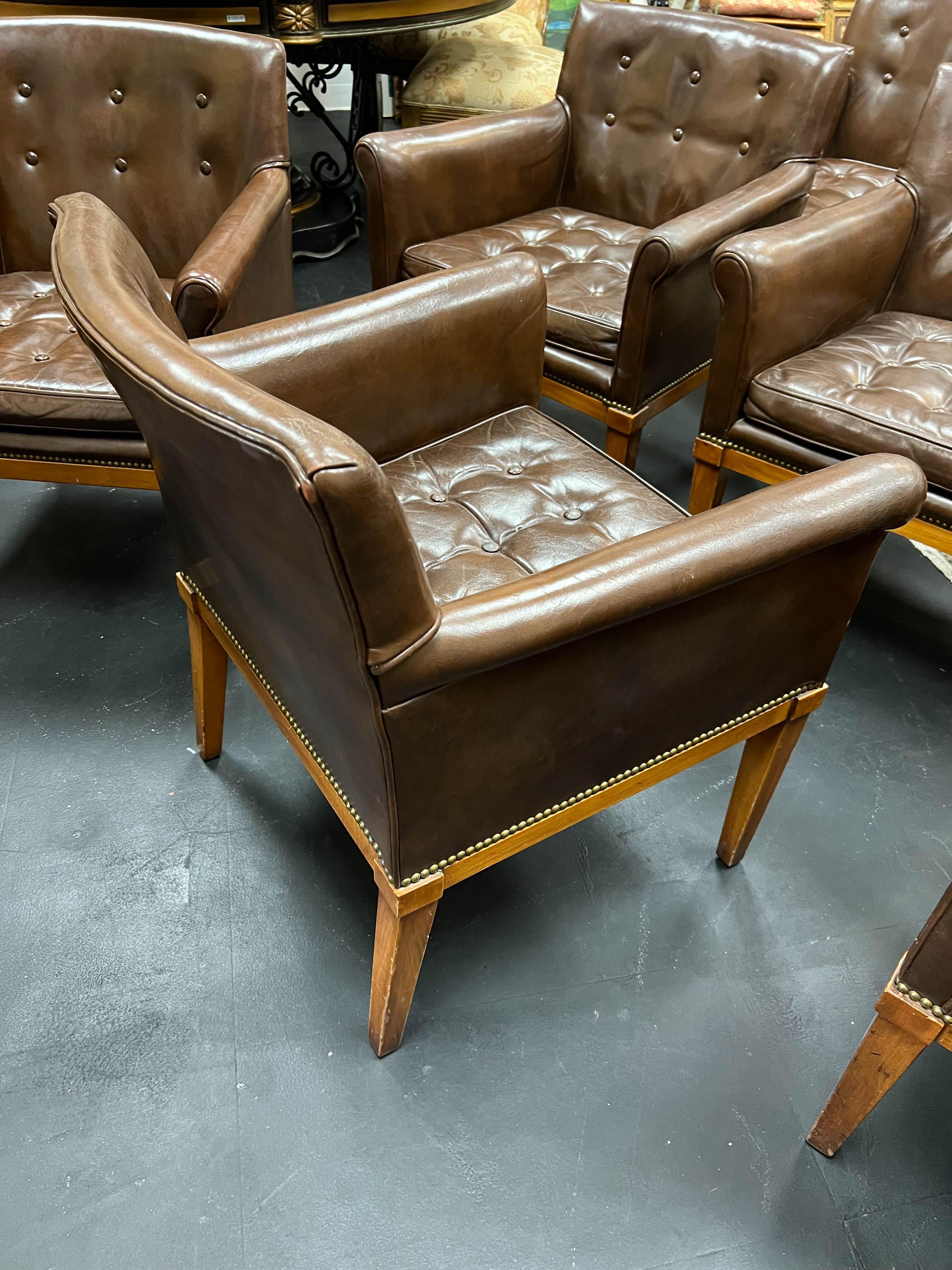 Set of 9 Ralph Morse Leather Armchairs 6