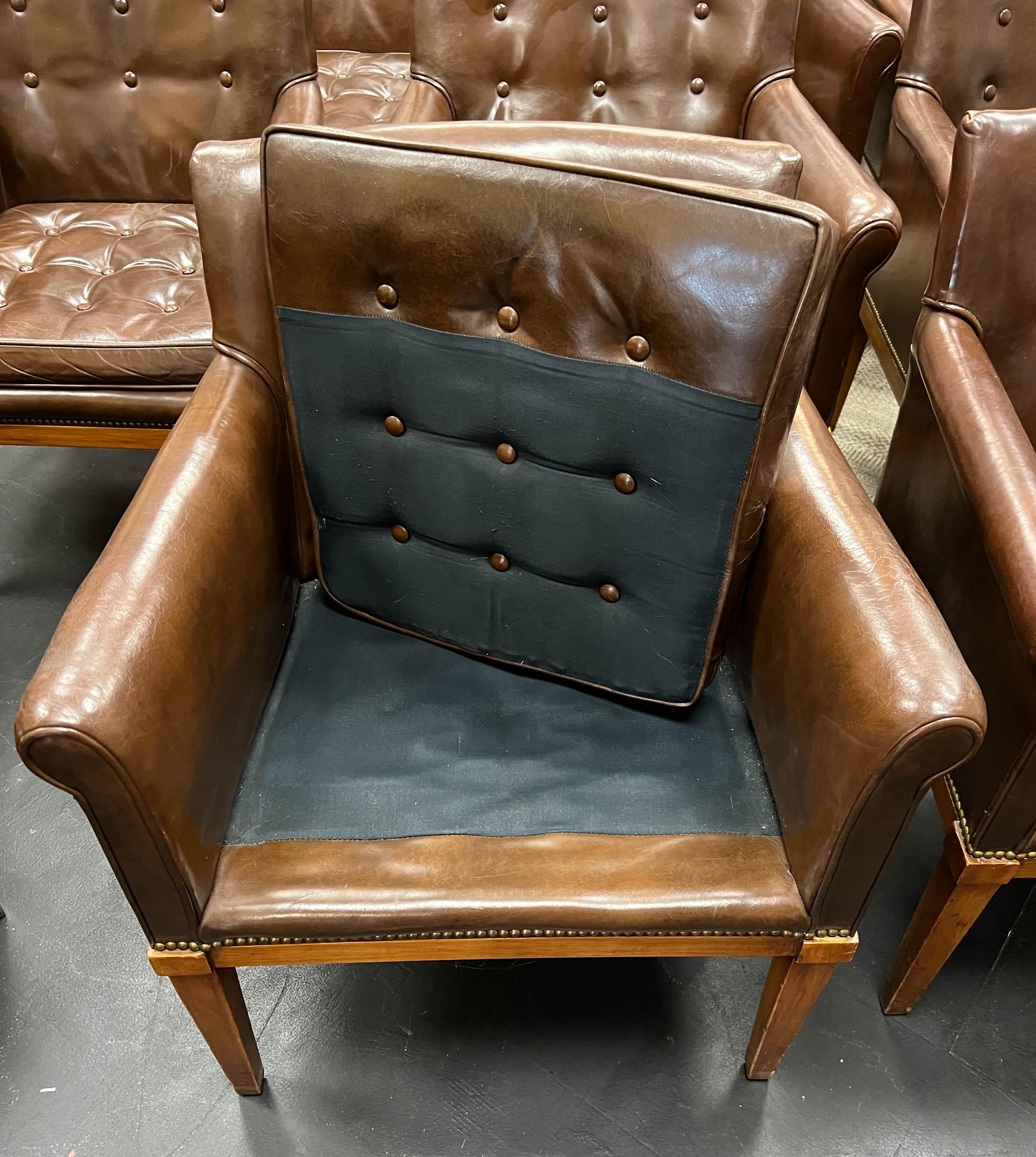 Set of 9 Ralph Morse Leather Armchairs 11