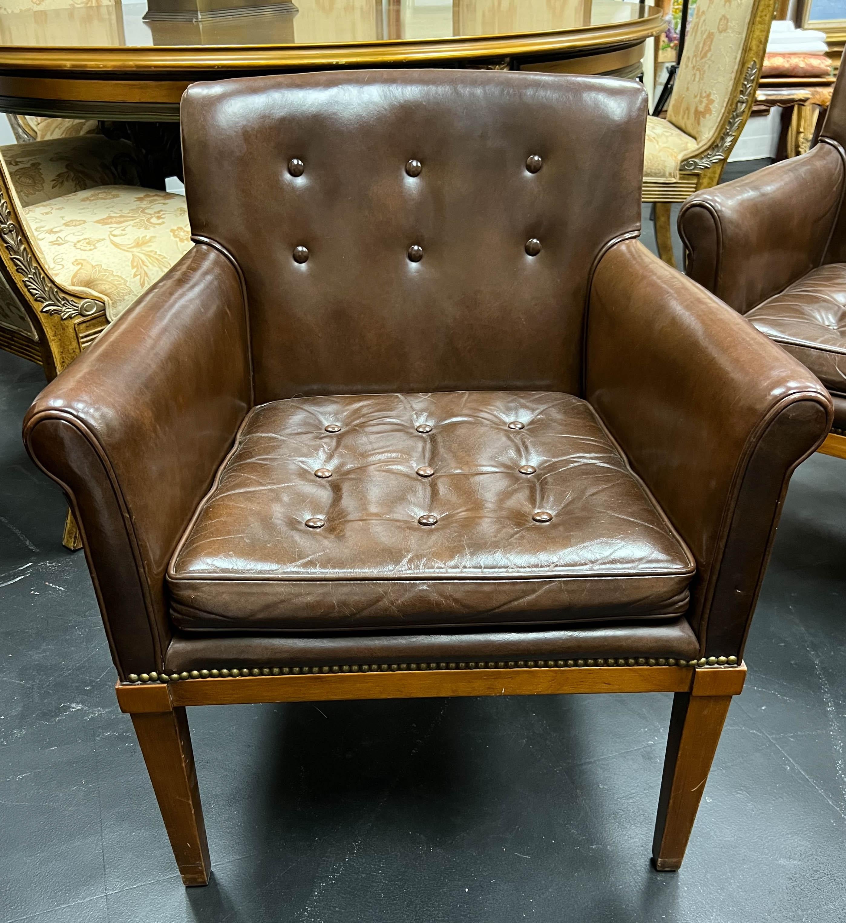 American Set of 9 Ralph Morse Leather Armchairs