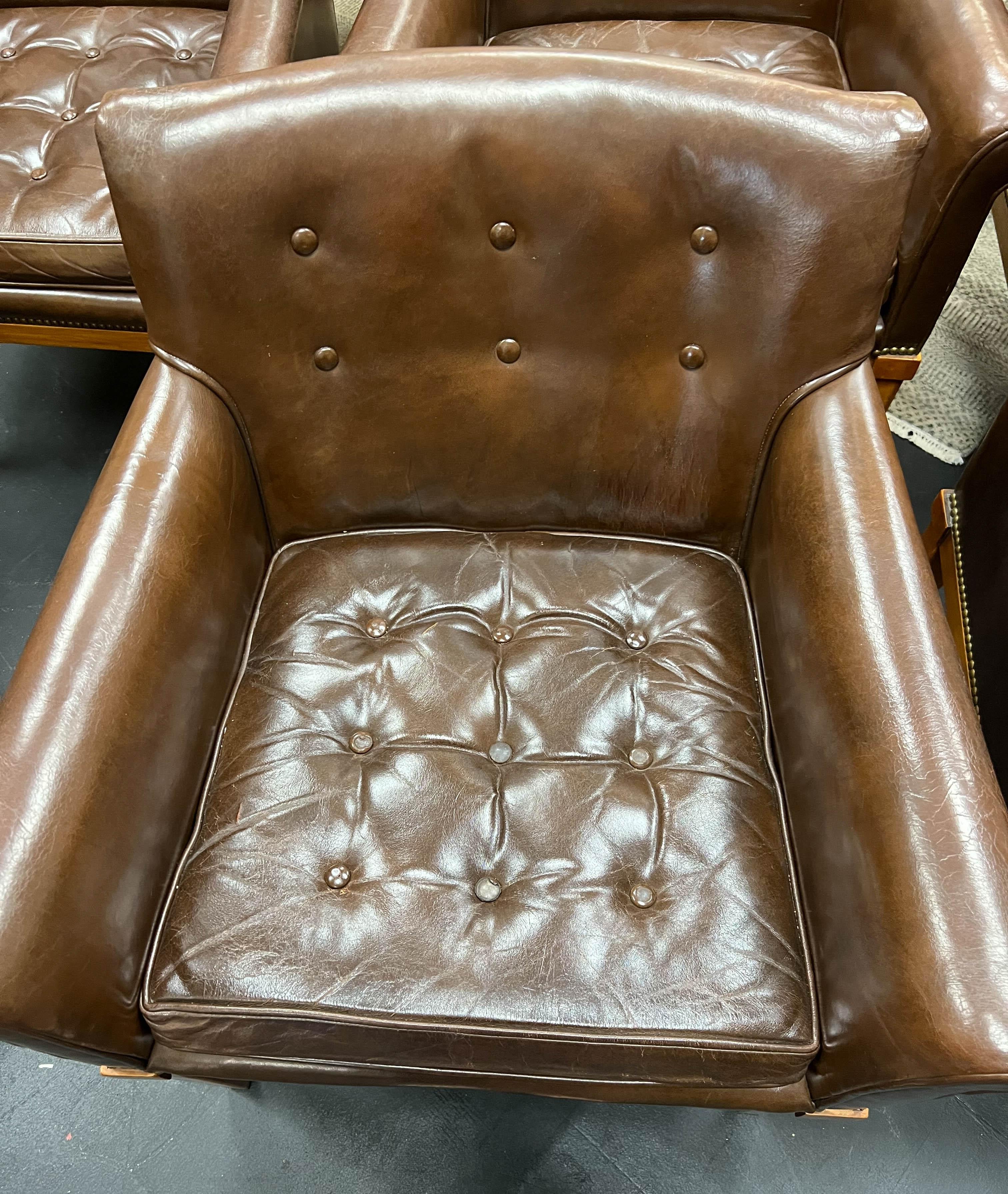 Mid-20th Century Set of 9 Ralph Morse Leather Armchairs