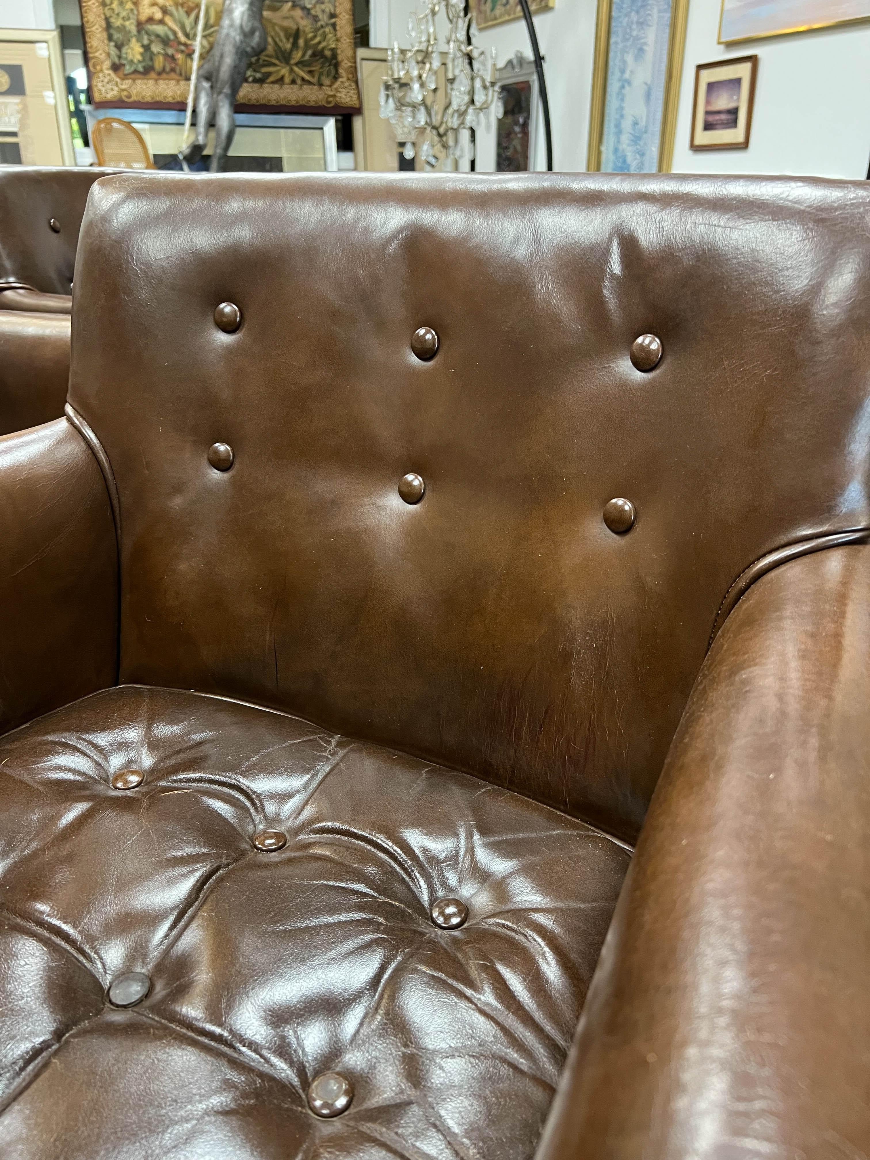 Set of 9 Ralph Morse Leather Armchairs 1