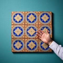 Set of 9 Reclaimed Encaustic Tiles by Maw & Co