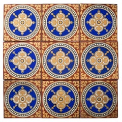 Ensemble de 9 carreaux d'encaustique récupérés par Maw & Co