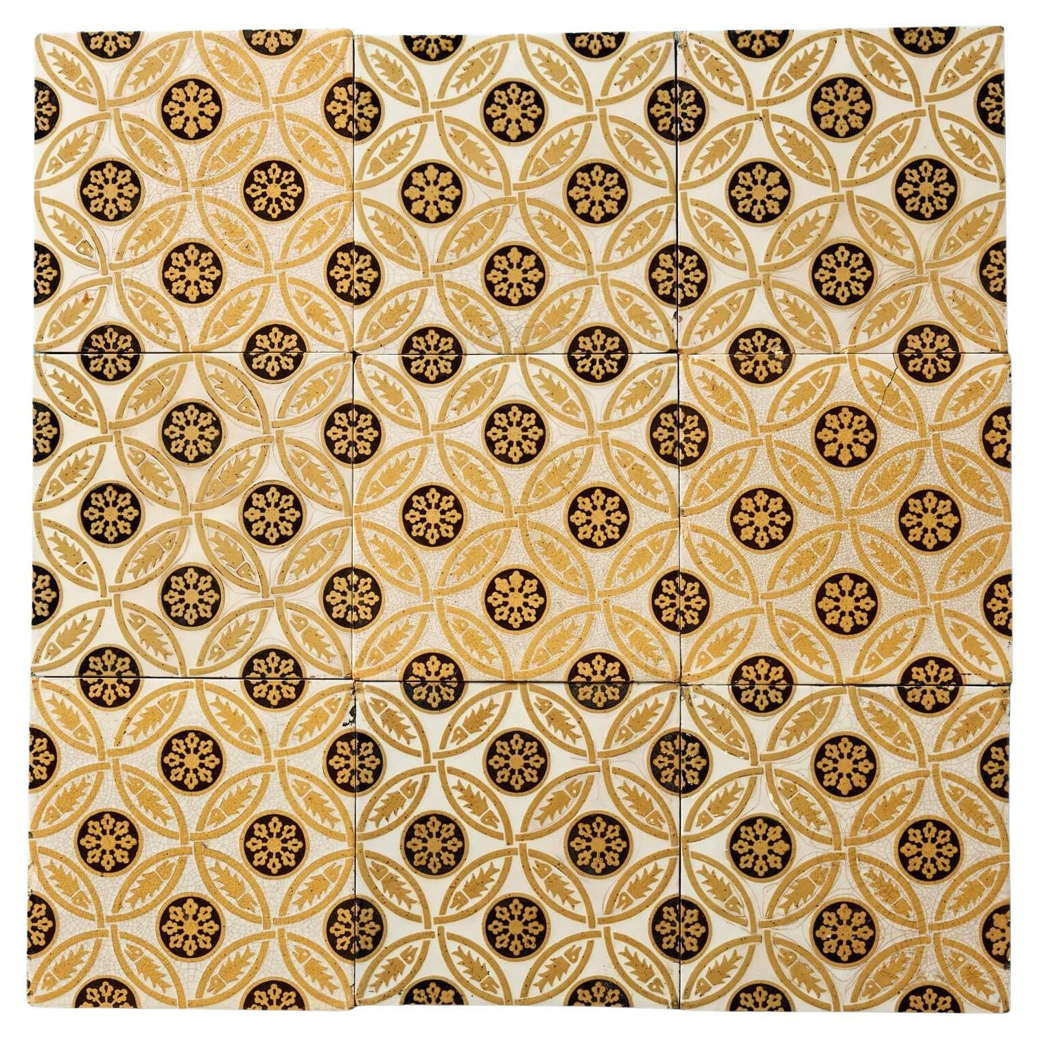 Set of 9 Reclaimed Gothic Style 6-Inch Geometric Tiles For Sale