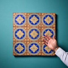 Set of 9 Reclaimed Maw & Co Encaustic Tiles
