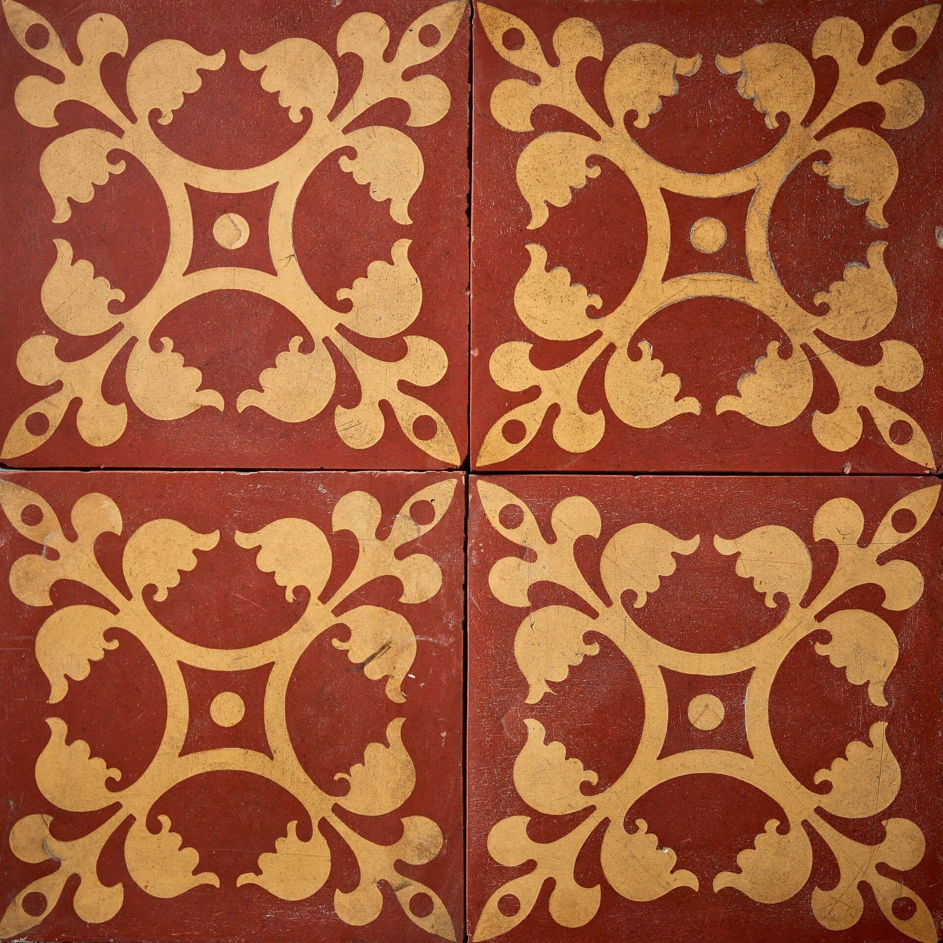 Gotico Set di 9 piastrelle encaustiche gotiche Minton & Co di recupero in vendita