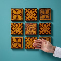 Set of 9 Reclaimed Mixed Encaustic Tiles by Craven Dunnill & Co