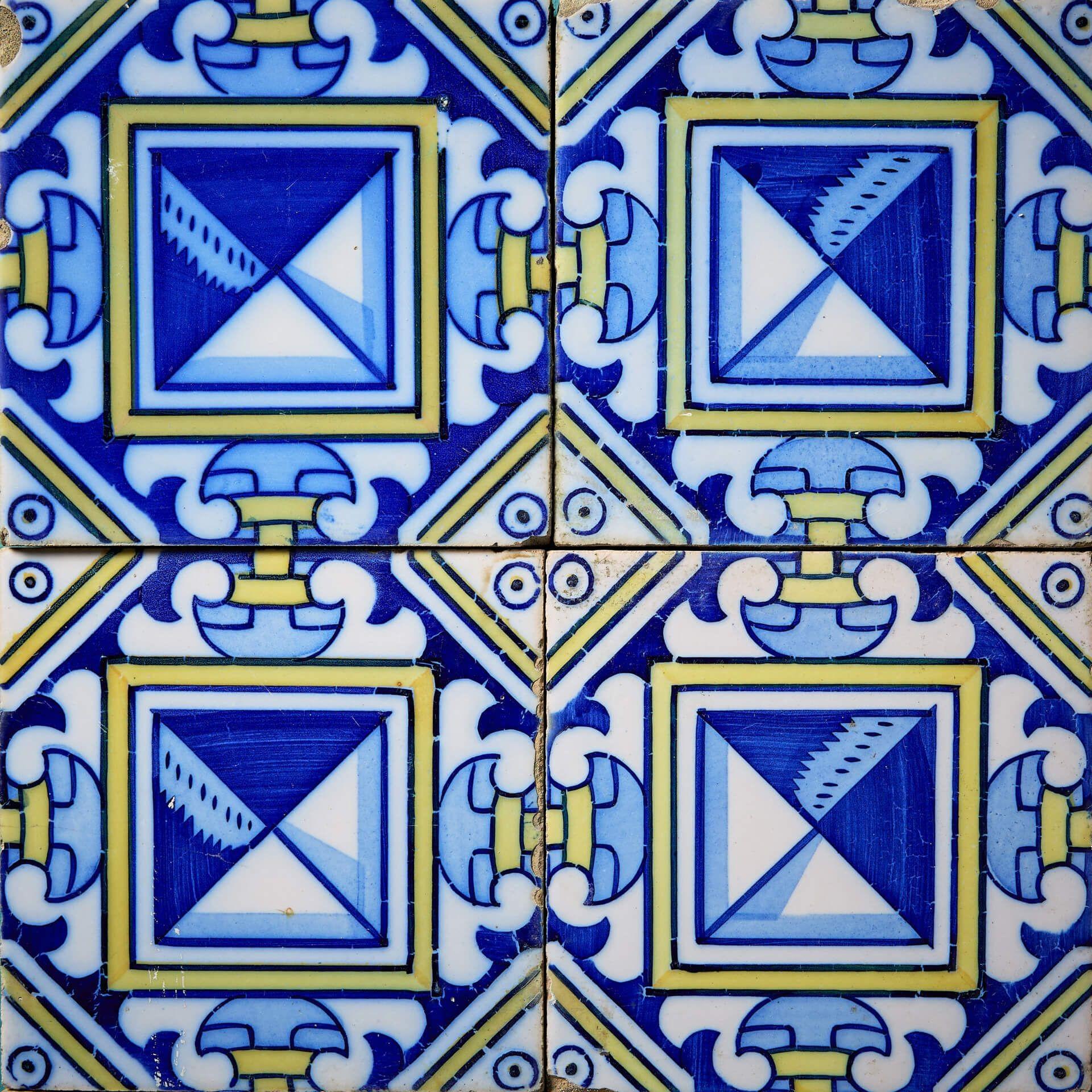 Juego de 9 Azulejos Decorativos Policromados Recuperados Español en venta