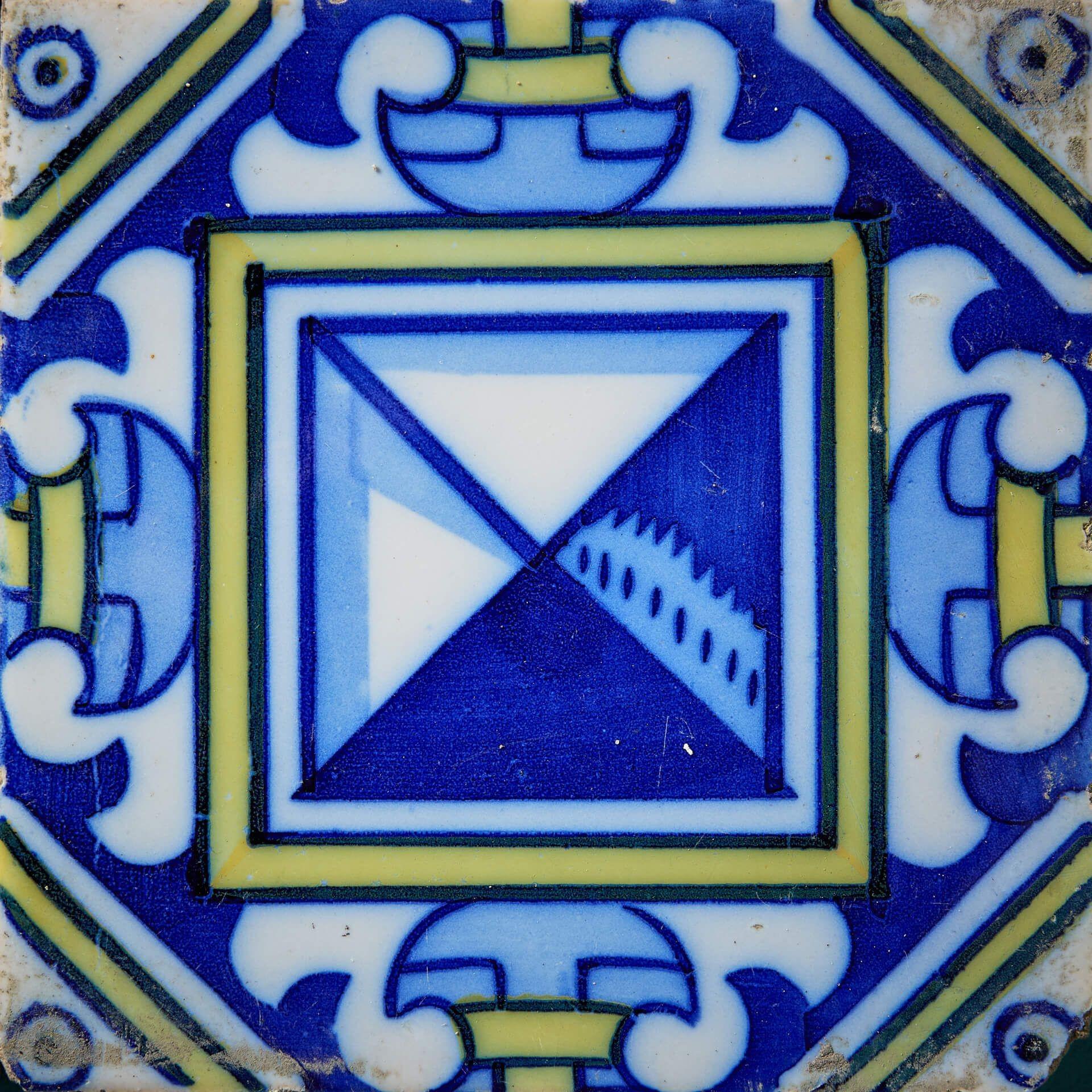 Juego de 9 Azulejos Decorativos Policromados Recuperados Glaseado en venta