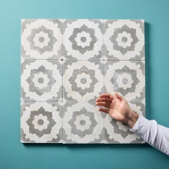 Set of 9 Reclaimed Spanish Floral Encaustic Floor Tiles