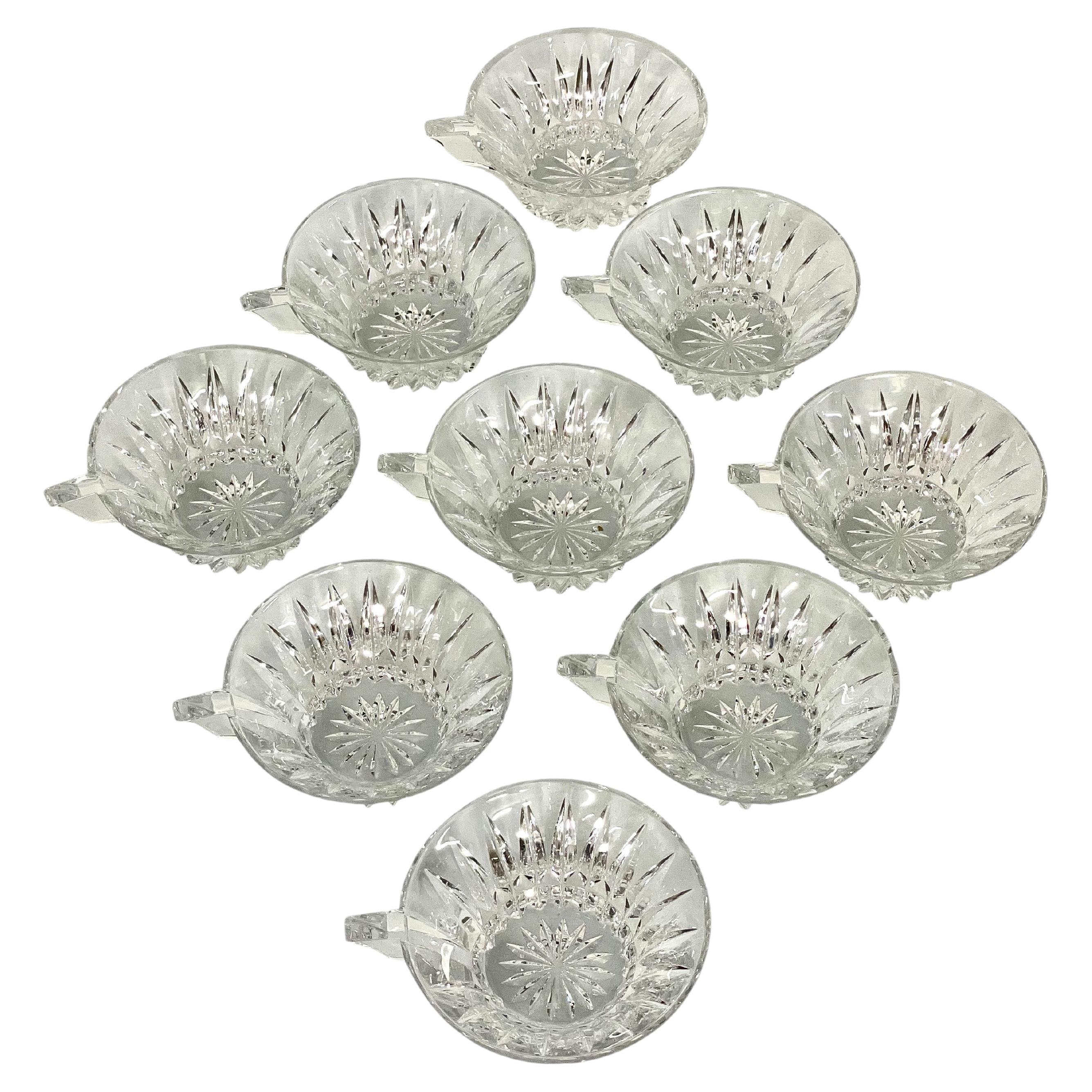 Set of 9 Saint Louis Crystal Handled Bowls – Buckingham Pattern, France