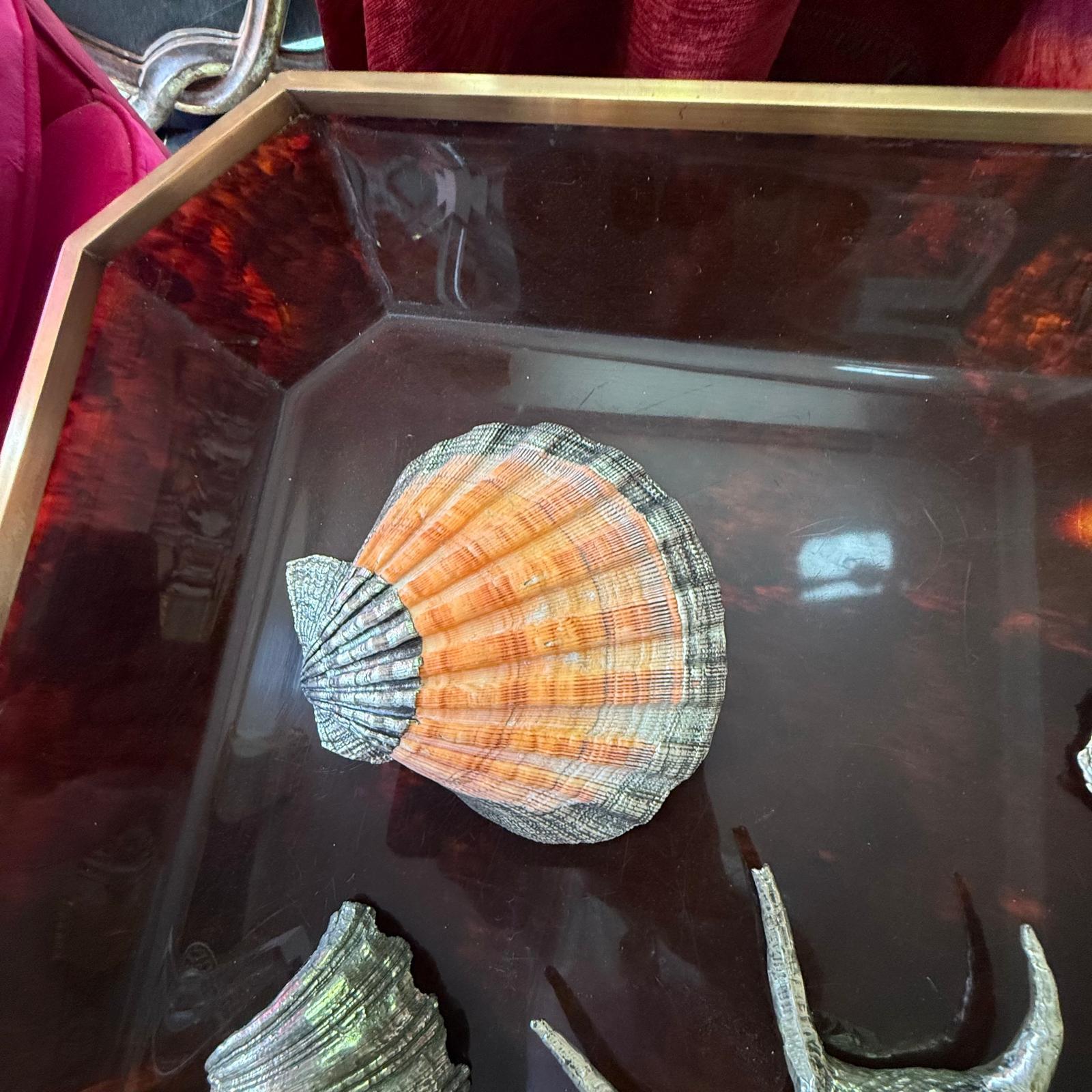 Silvered Set Of 9 silver coated shells In The Style Of Buccellati. Italian c.1970's For Sale