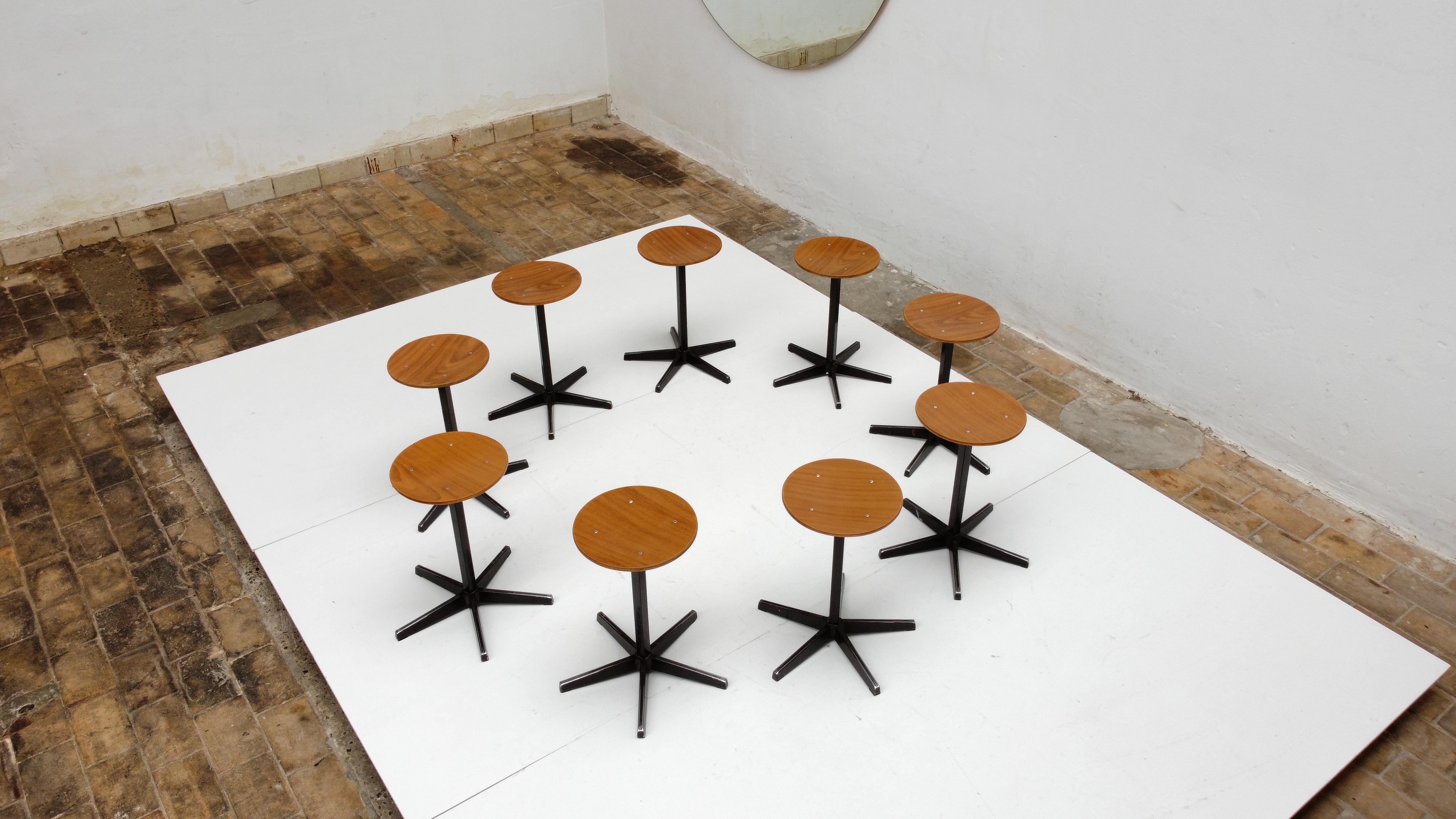 Set of 9 Sturdy Industrial Stools by Dutch Manufacturer Galvanitas, 1970's 2