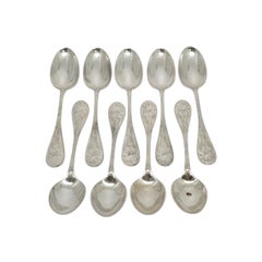 Set of 9 Tiffany & Co Audubon Sterling Silver Teaspoons 6 1/4" #23103