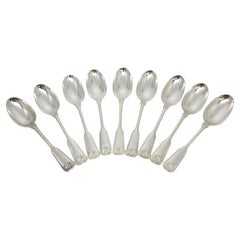 Juego de 9 cucharillas de plata de ley Tiffany & Co. de concha e hilo 5 7/8" #18798