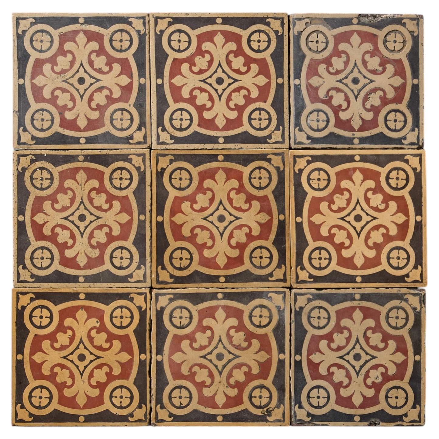 Ensemble de 9 carreaux de W. Maw & Co Benthall Works, Broseley, Salop. en vente
