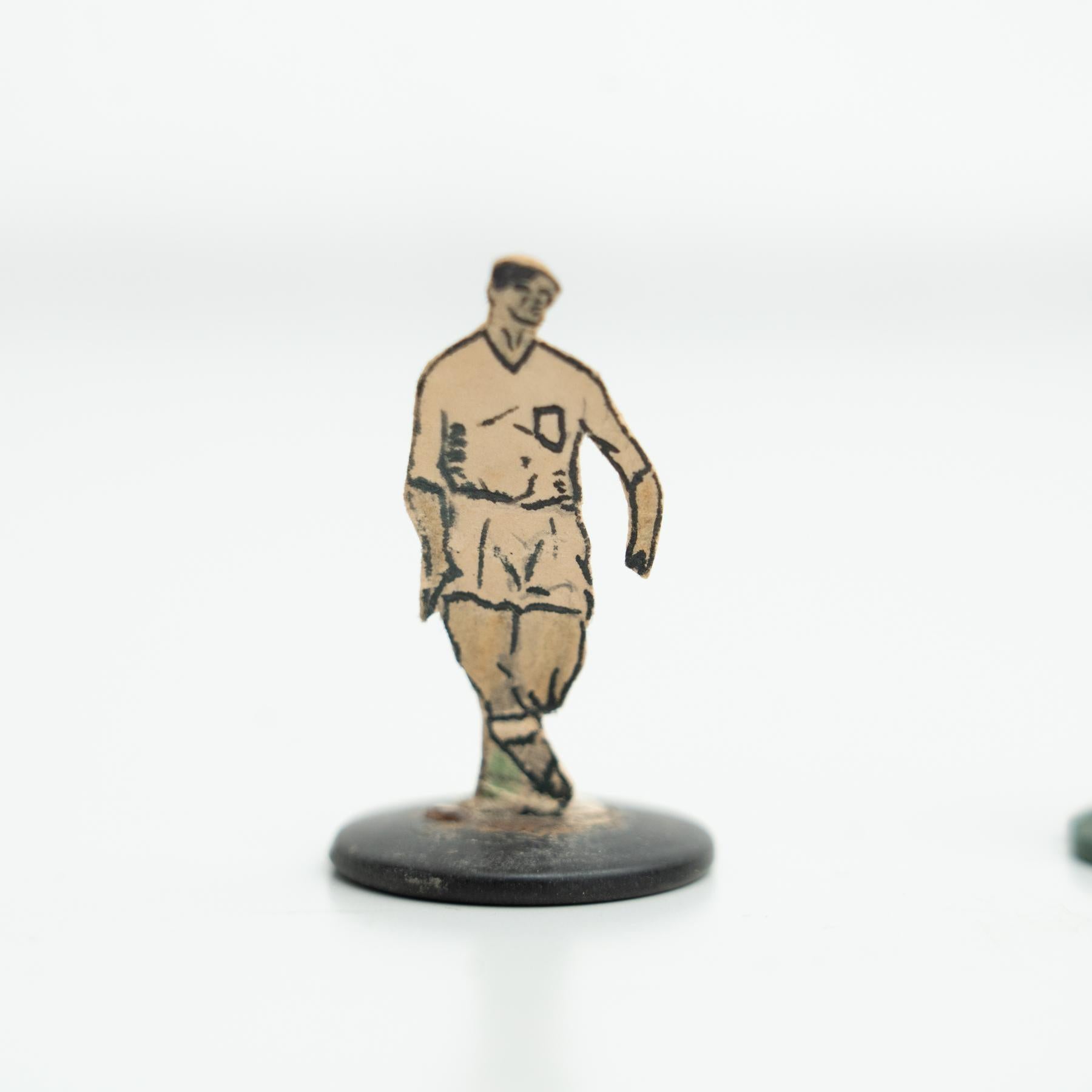 Set of 9 Traditional Antique Button Soccer Game Figures, circa 1950 For Sale 5
