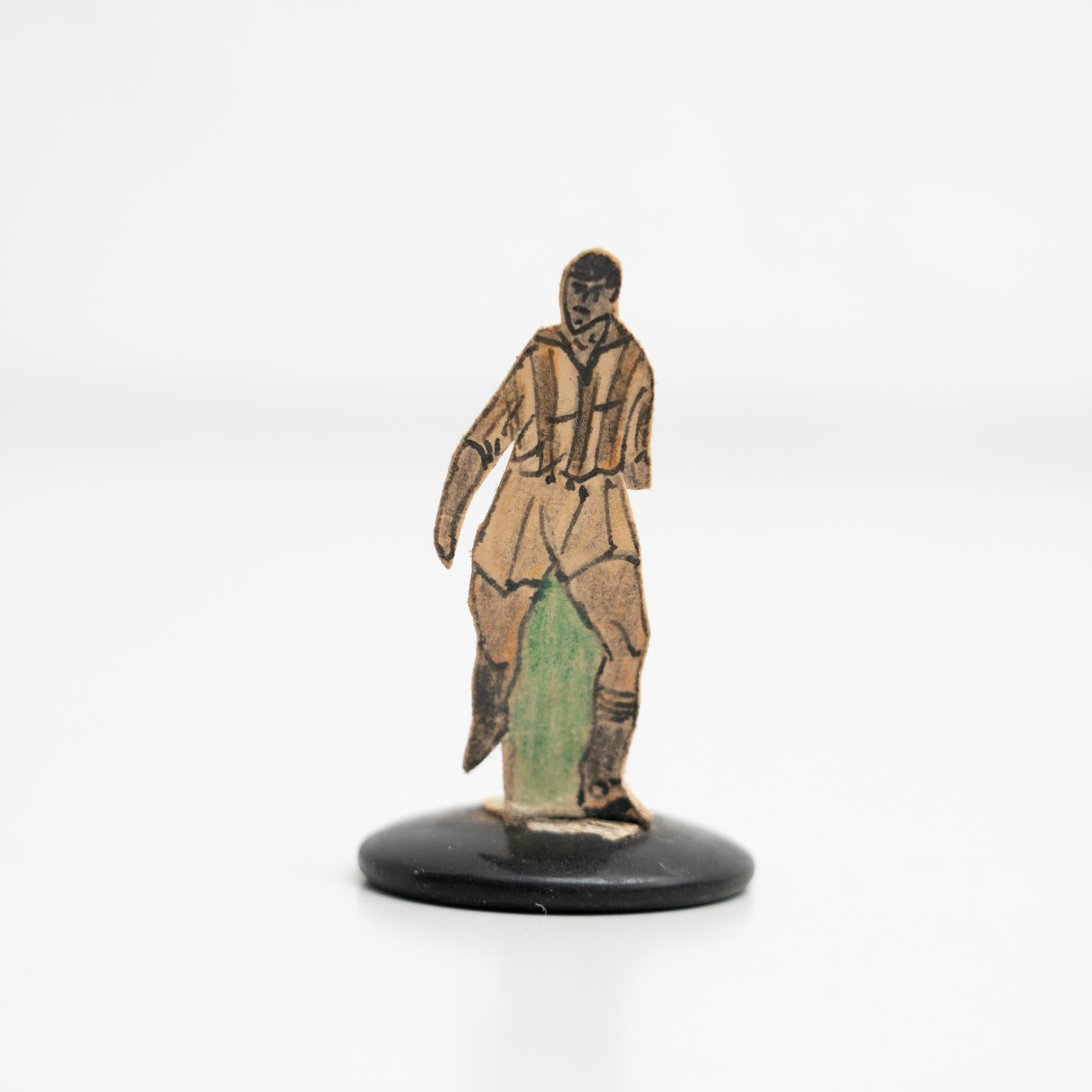 Set of 9 Traditional Antique Button Soccer Game Figures, circa 1950 For Sale 6
