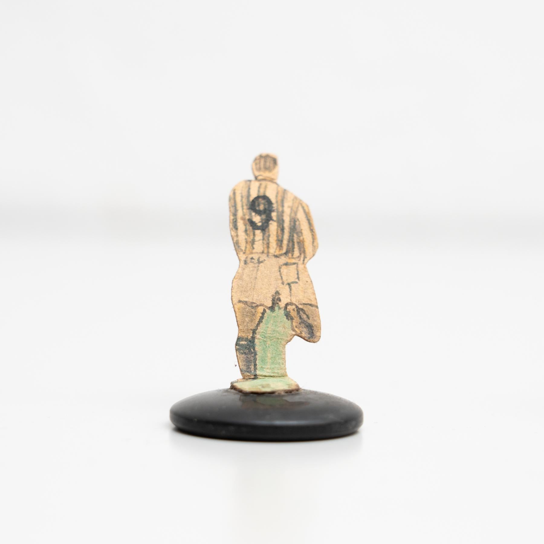 Mid-20th Century Set of 9 Traditional Antique Button Soccer Game Figures, circa 1950 For Sale