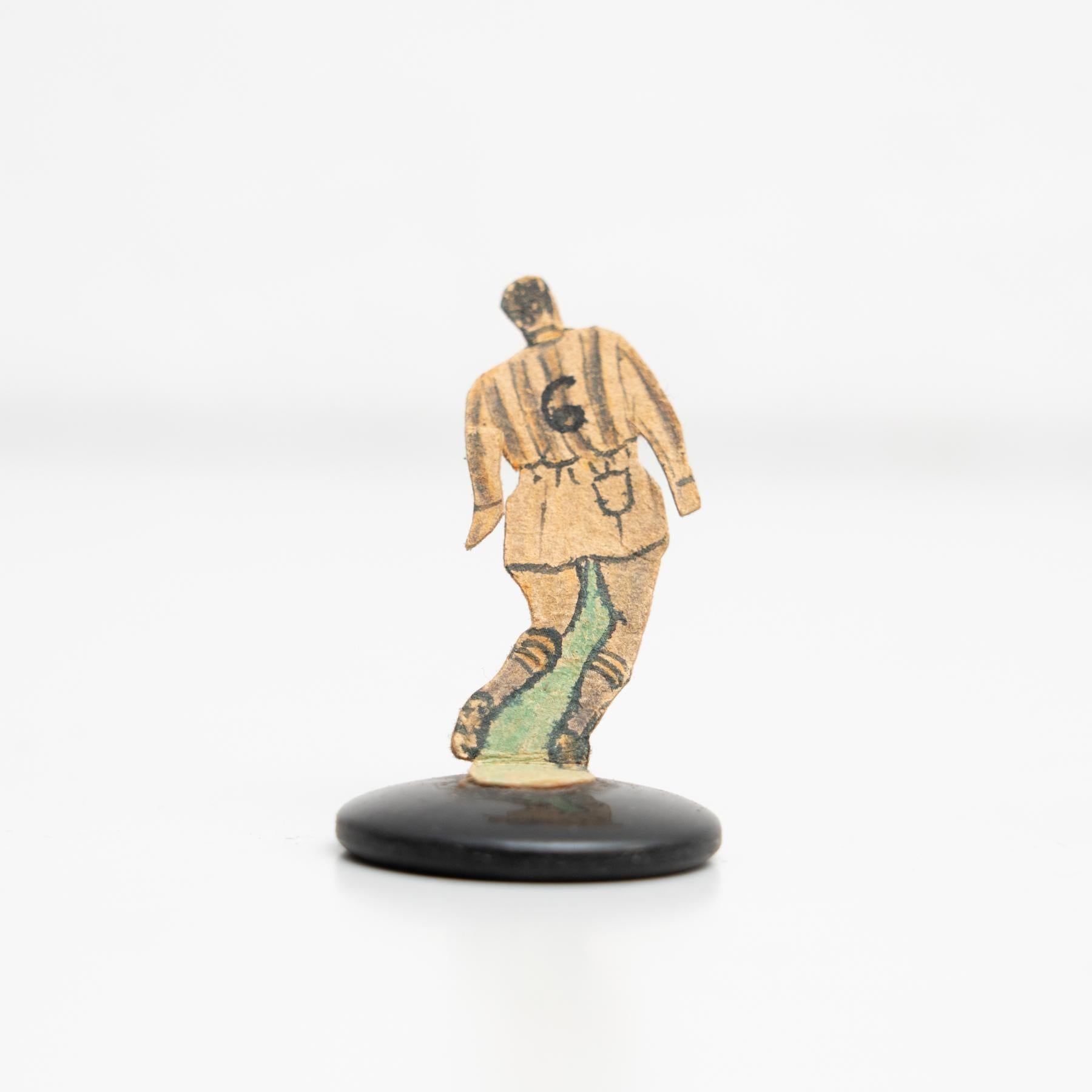 Paper Set of 9 Traditional Antique Button Soccer Game Figures, circa 1950 For Sale