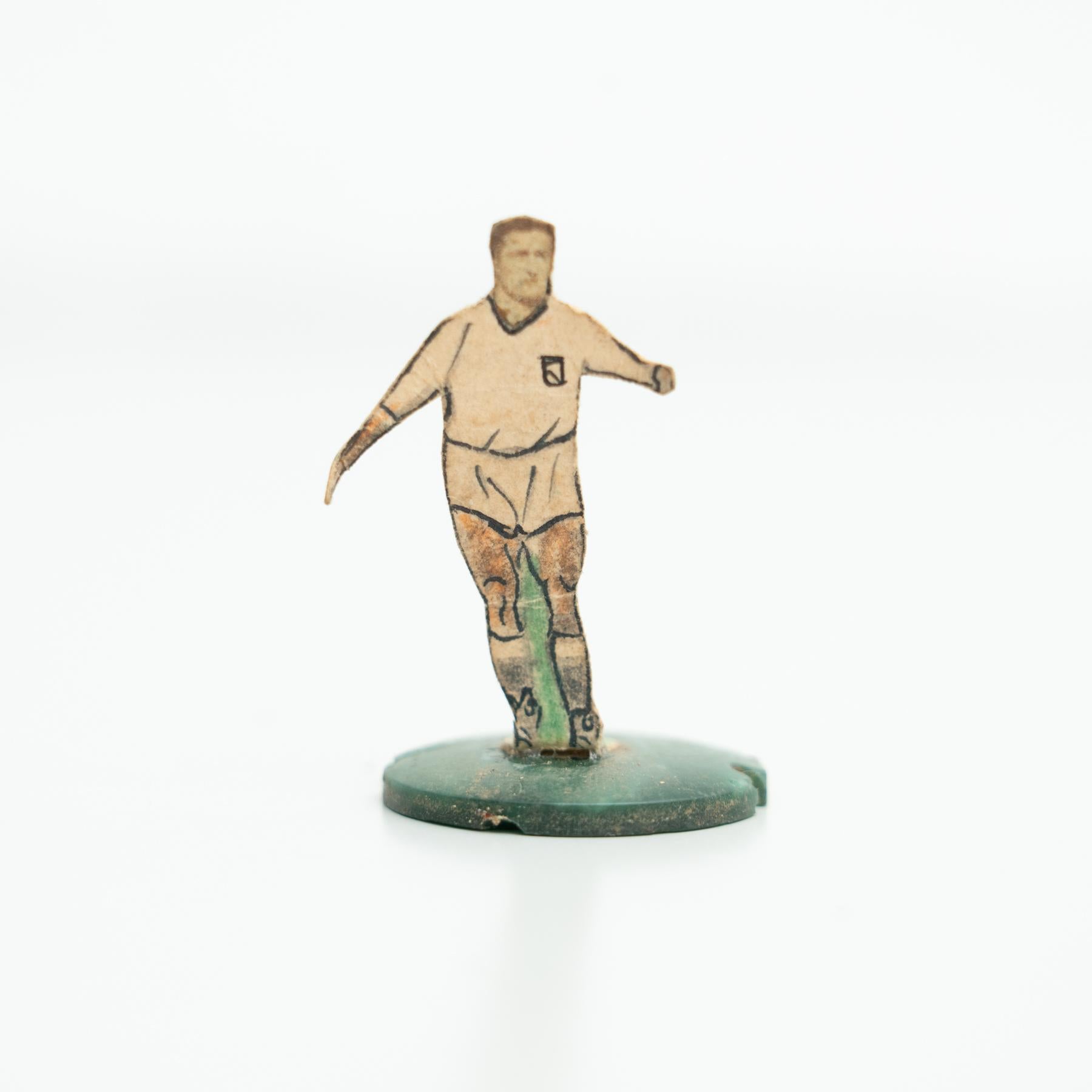 Paper Set of 9 Traditional Antique Button Soccer Game Figures, circa 1950 For Sale