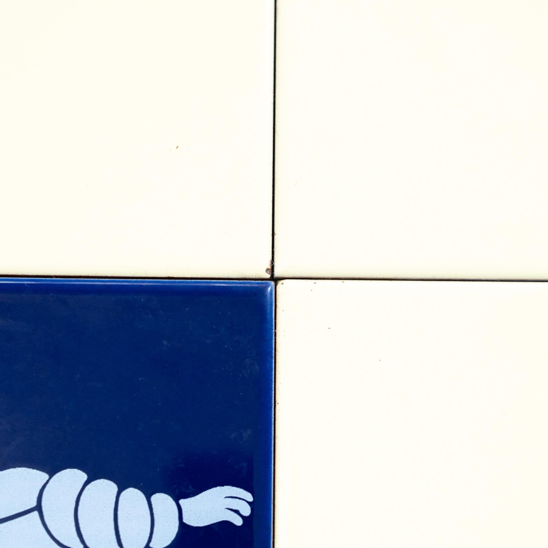 Set of 9 Vintage Beige - Yellow and Blue Michelin Man Tiles, circa 1960 5